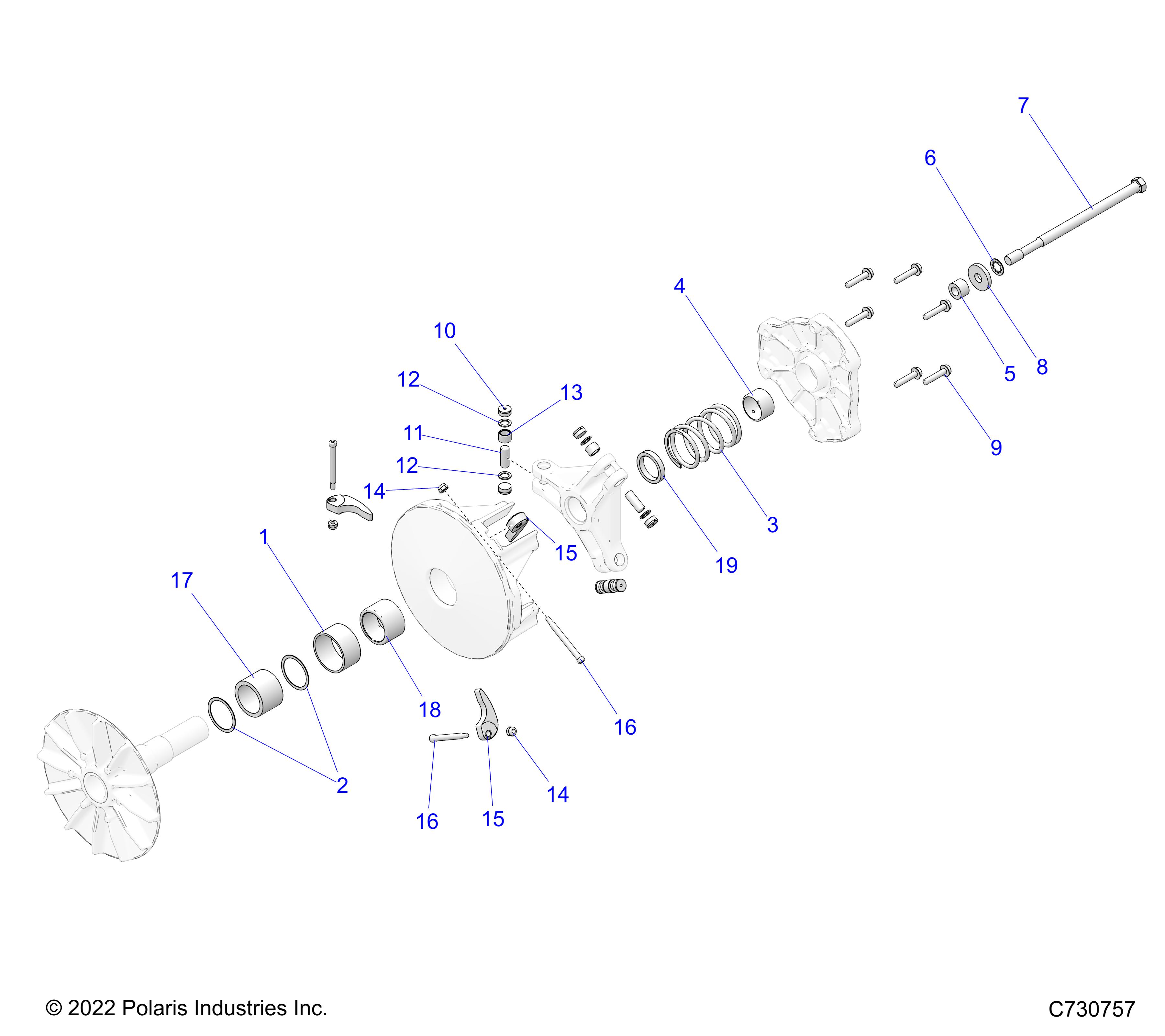 DRIVE TRAIN, PRIMARY CLUTCH - R23CCA57A1/A7 (C730757)