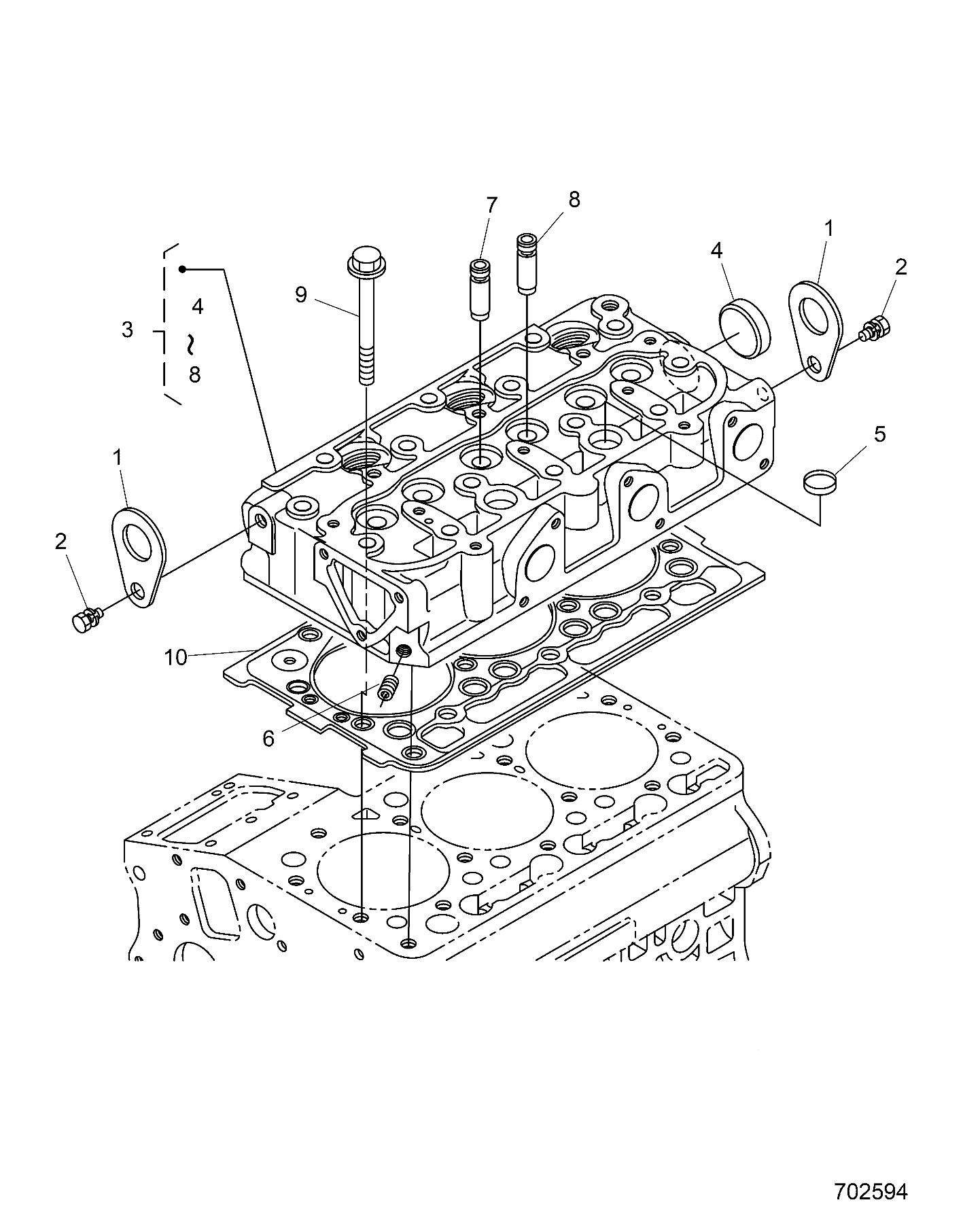 ENGINE, CYLINDER HEAD - D24P2AD4B4/ED4B4/FD4B4/GD4B4/UD4B4/VD4B4/WD4B4/YD4B4 (705294)