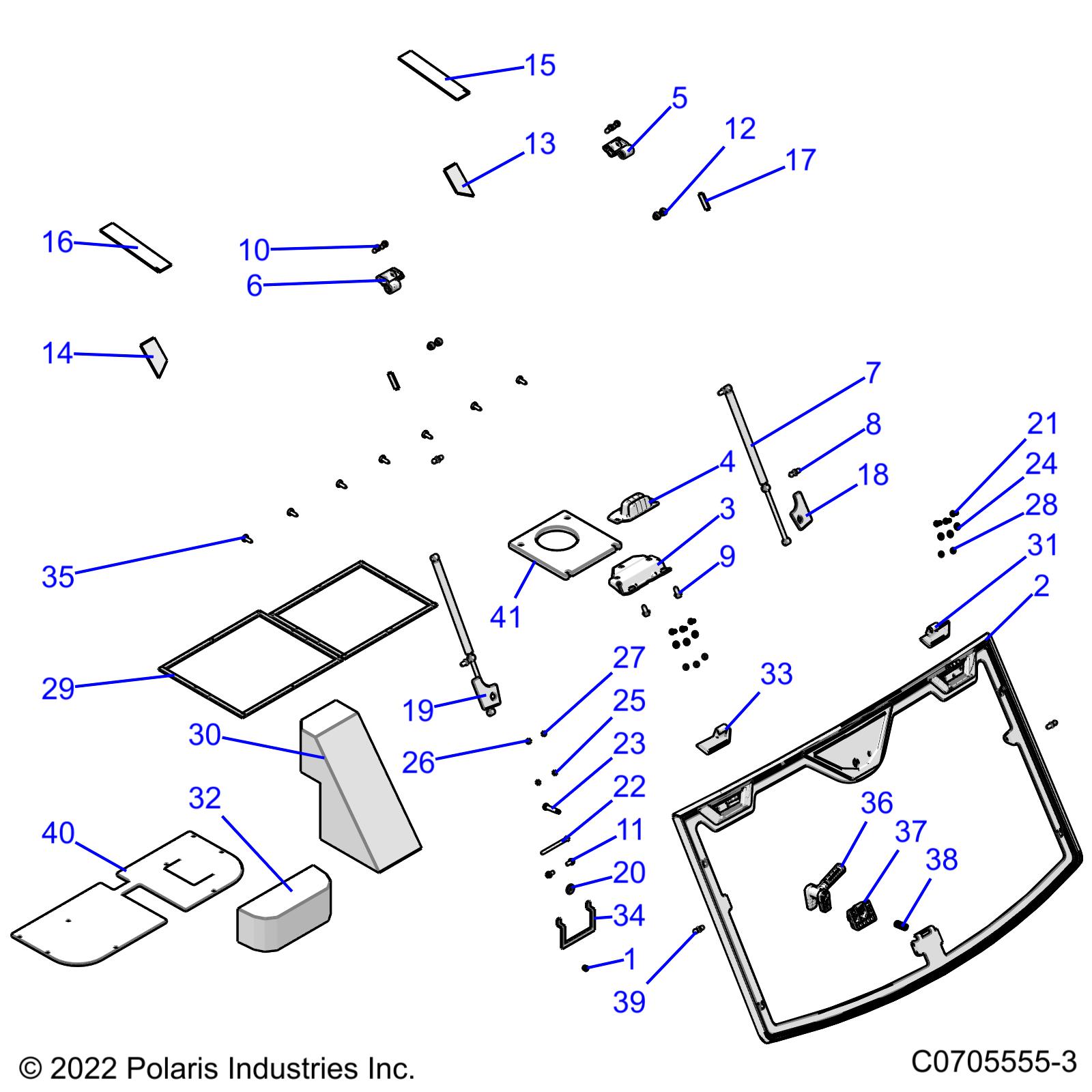 BODY, WINDSHIELD, TIP-OUT AND FOAM - R22RRV99AG/2AG/2BG (C0705555-3)