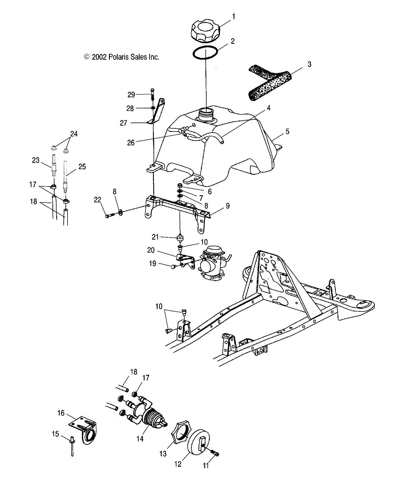 FUEL TANK and CARBURETOR MOUNTING - A03CD32AA/AB/AC/FB (4975217521B03)