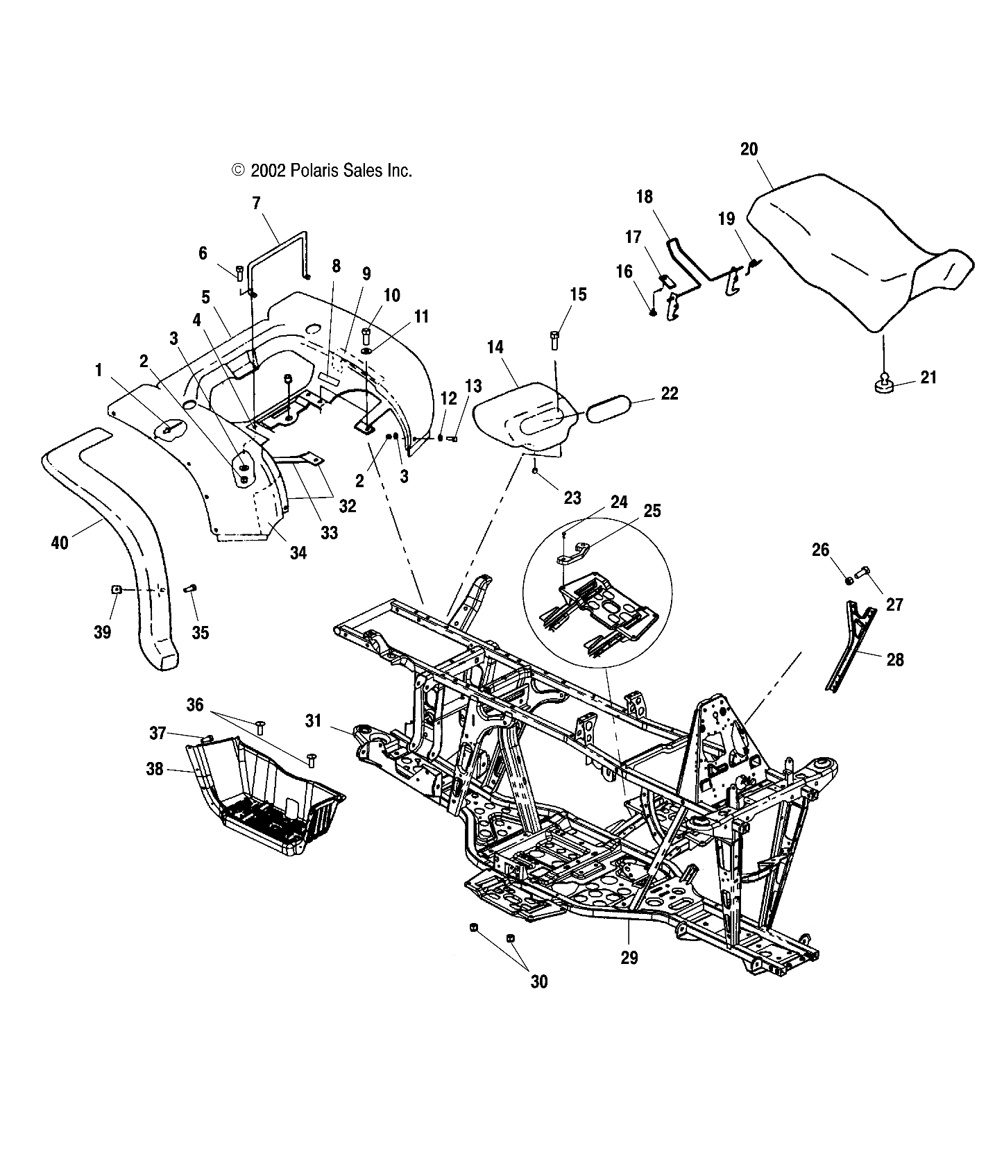 REAR CAB/SEAT/MAIN FRAME - A03CH68AA/AC/AF/AH/AL (4975557555A03)