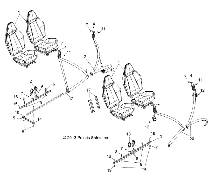 BODY, SEAT MOUNTING and BELTS - Z14XT9EAO (49RGRSEATMTG14RZR9004)