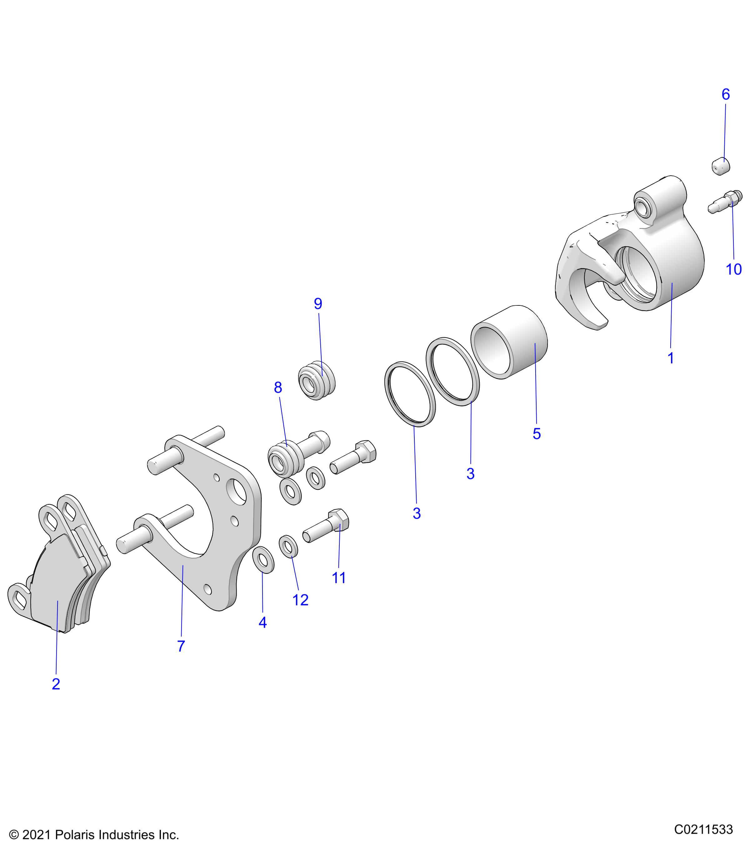 BRAKES, BRAKE CALIPER, FRONT - A22SHE57FM/S57FM/CM/CU (C0211533)