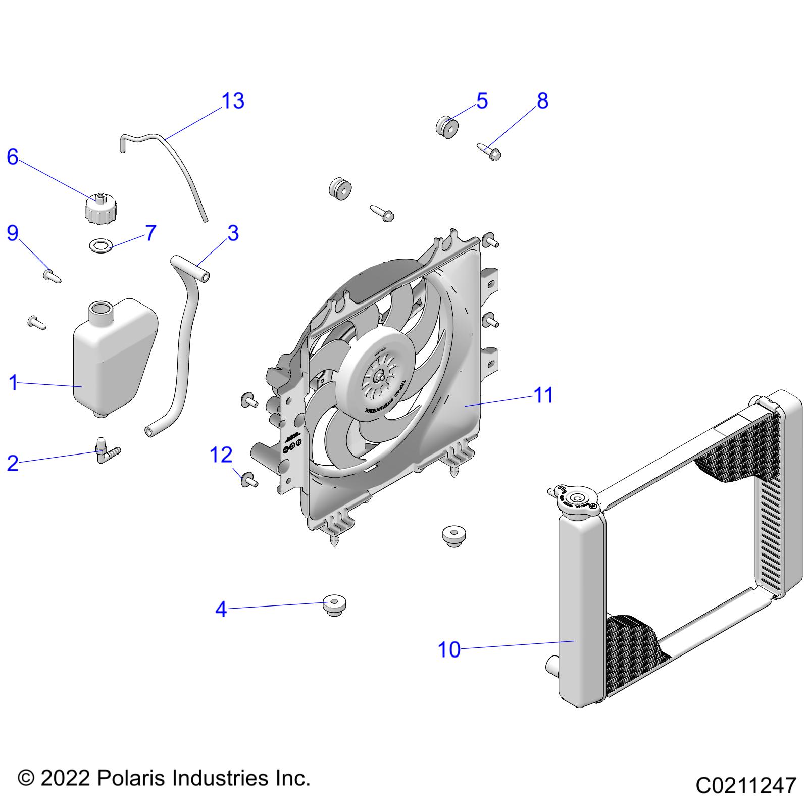 ENGINE, COOLING SYSTEM, RADIATOR, FAN & OVERFLOW BOTTLE - A22SEE57P2/PK (C0211247)