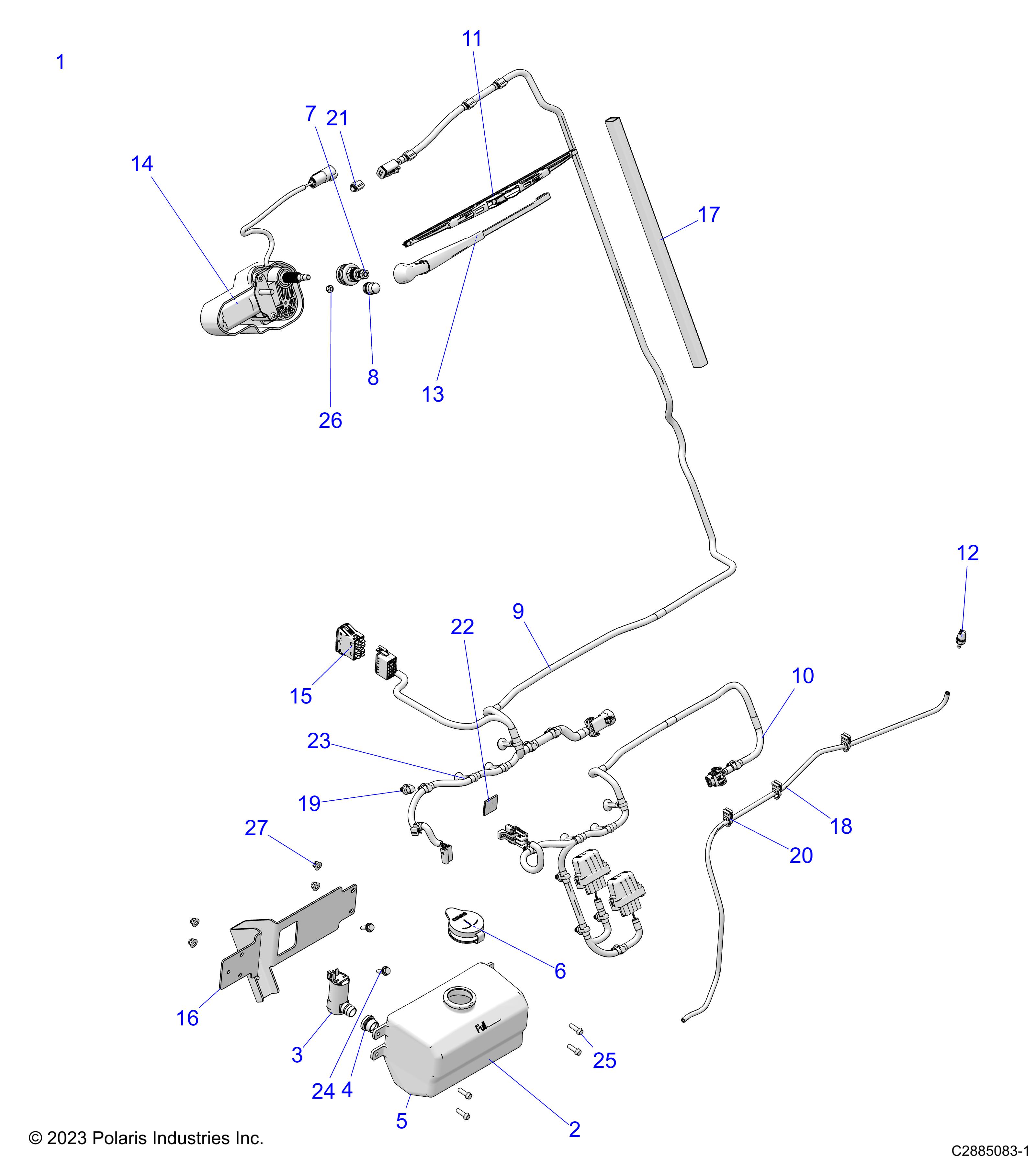 BODY, WINDSHIELD WIPER - D25M4U57B4/W57B4 (C2885083-1)