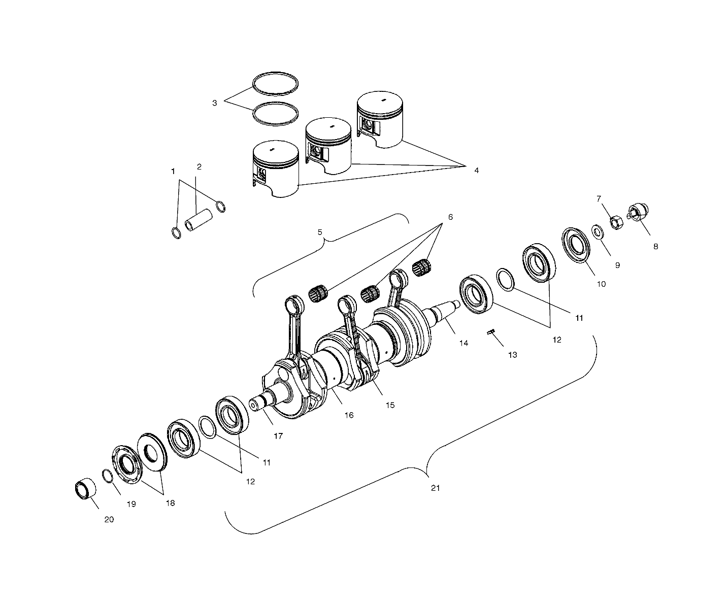 CRANKSHAFT and PISTON - W035303CA/CB/IA/IB (4981068106C01)