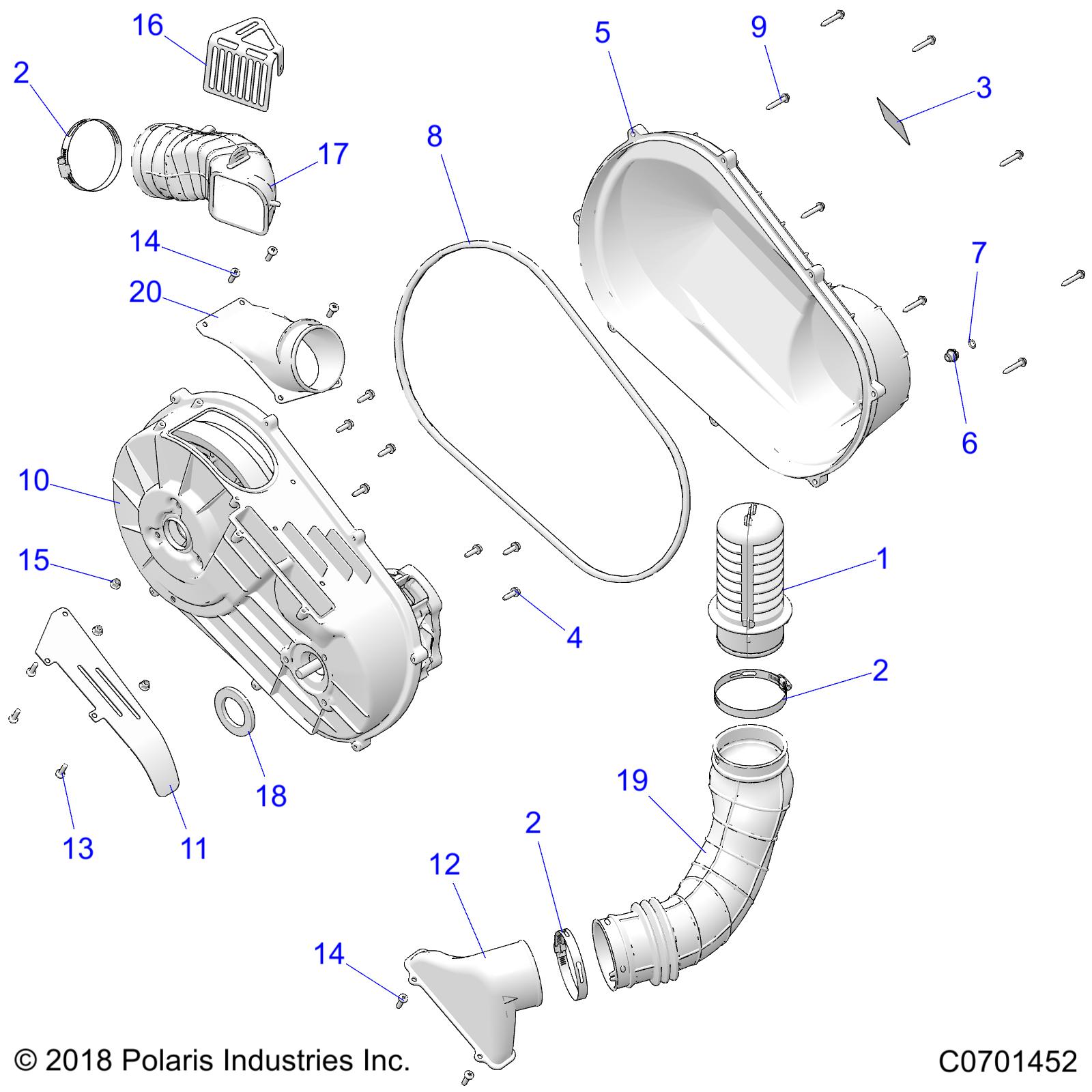 DRIVE TRAIN, CLUTCH COVER AND DUCTING - Z22A5P87A5 (C0701452)