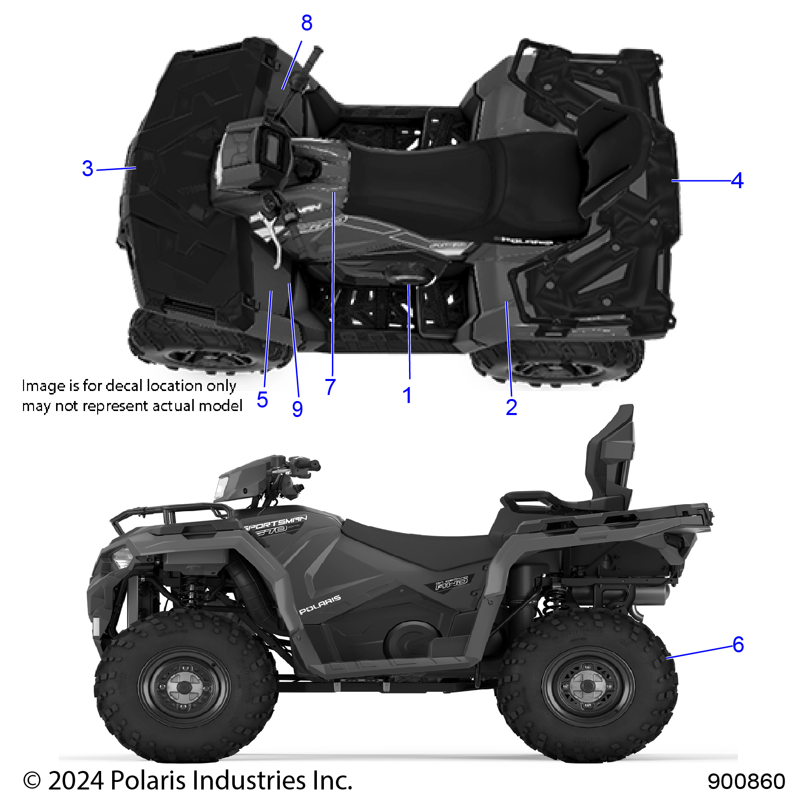 BODY, DECALS, STANDARD - A25SDA57A7/E57A4 (900860)