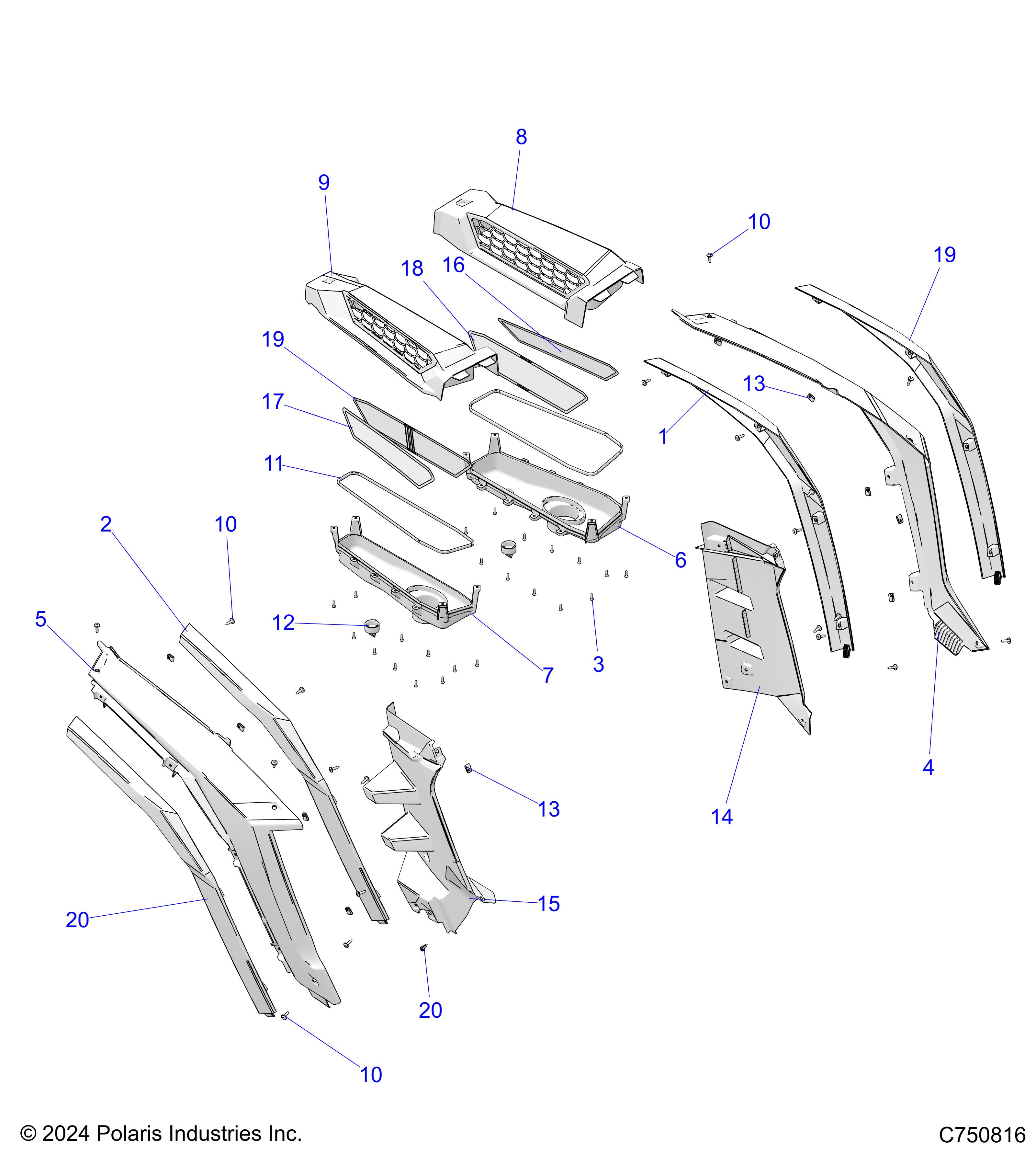 BODY, REAR FENDERS AND BEZELS- Z24NEE99FM/Z24NES99FM/CM (C750816)