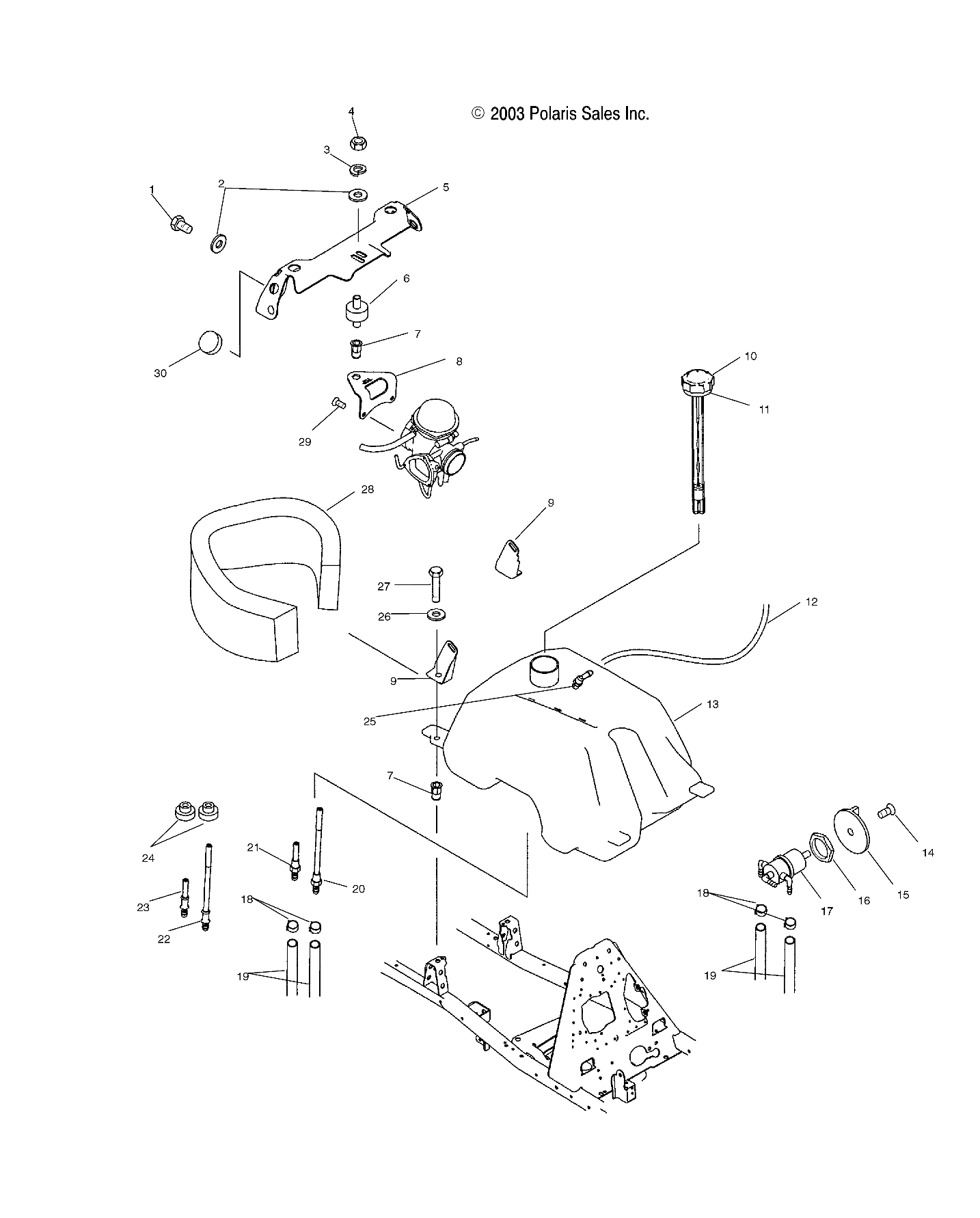 FUEL TANK and CARBURETOR MOUNTING - A04JD50AA/AB/CA (4985938593B03)