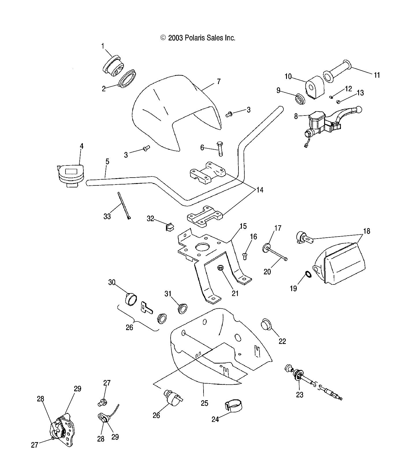 HANDLEBAR and HEADLIGHT POD - A04JD50AA/AB/CA (4985938593C05)