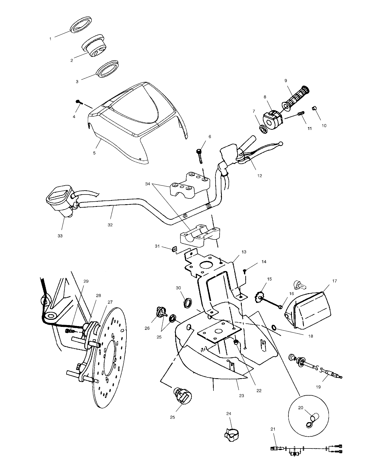 HANDLEBAR AND HEADLIGHT POD - A04CH42AA/AE/AG (4986068606C01)