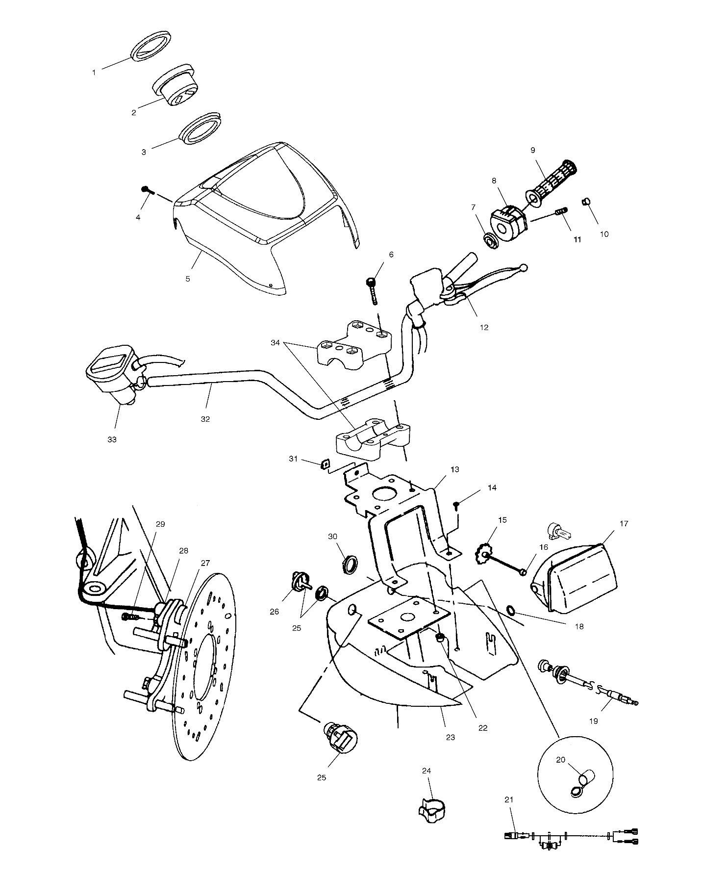 HANDLEBAR AND HEADLIGHT POD - A04CH50AA/AC/AE/AG (4986088608C01)