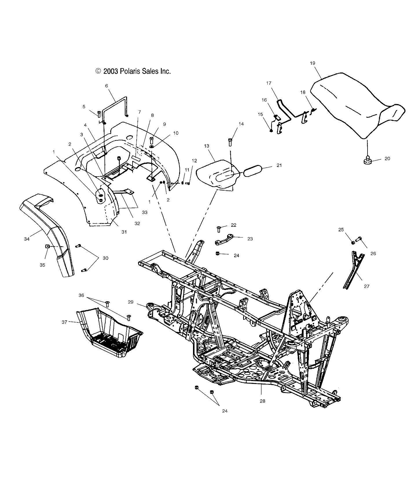 REAR CAB, SEAT AND MAIN FRAME - A04CH59AF/AH/AJ/AT/AV (4986108610A03)