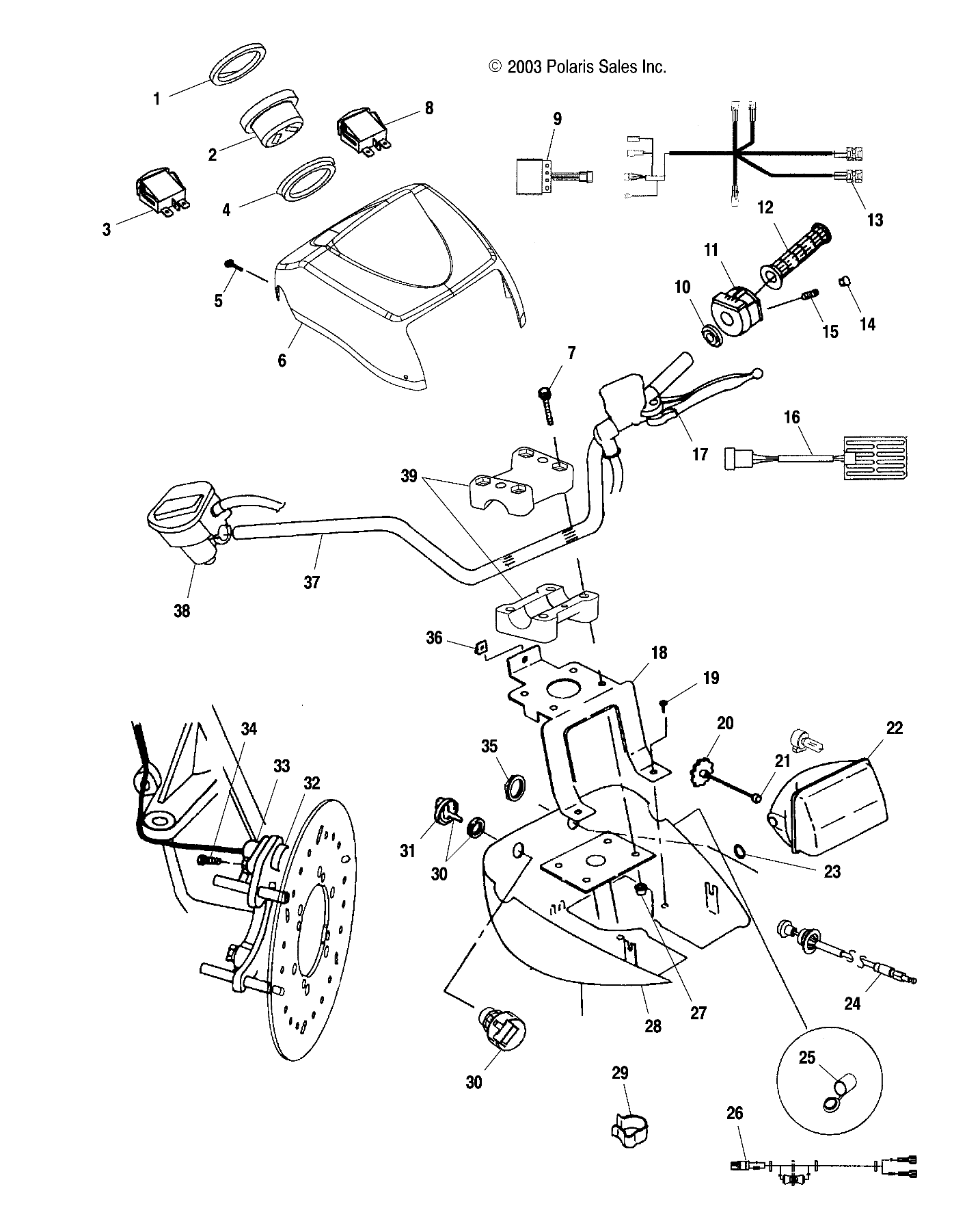 HANDLEBAR AND HEADLIGHT POD - A04CH59AF/AH/AJ/AT/AV (4986108610B13)