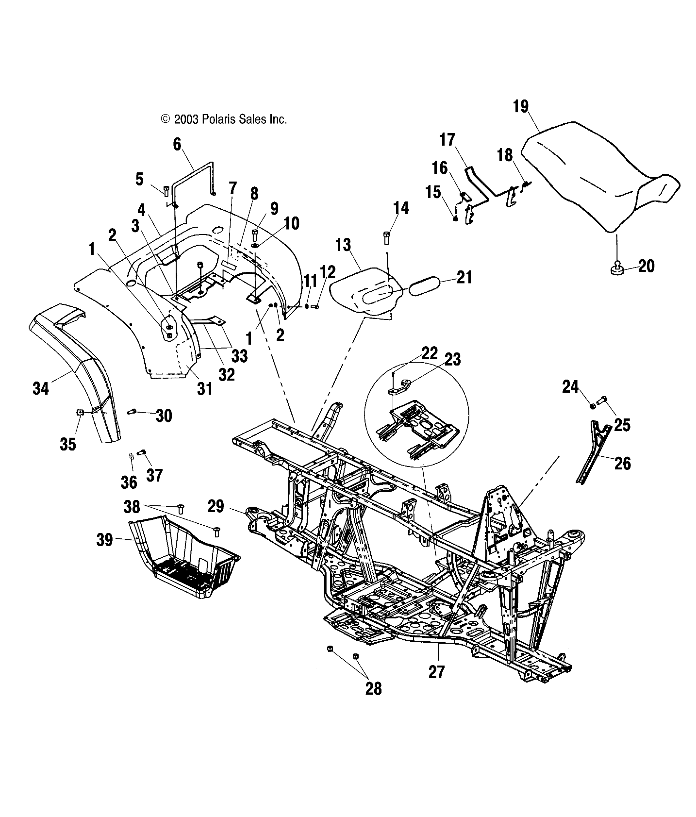 REAR CAB/SEAT/MAIN FRAME - A04CH68AC/AF/AH/AJ/AT/AV (4986128612A03)