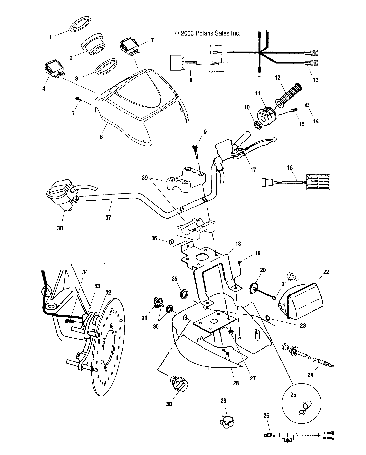 HANDLEBAR AND HEADLIGHT POD - A04CH68AC/AF/AH/AJ/AT/AV (4986128612C01)