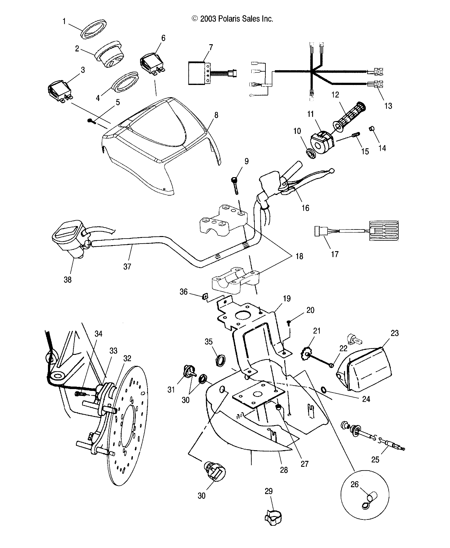 HANDLEBAR AND HEADLIGHT POD - A04CH42AQ/AR/AS/AT/AV (4987258725C01)