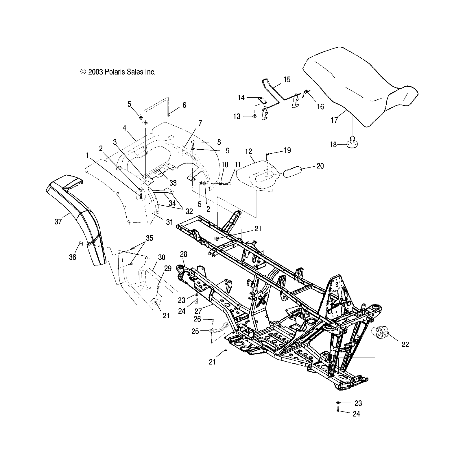 REAR CAB AND SEAT - A04CH50AO/AQ/AR/AS/AT/AV/AW/AX (4987288728A03)