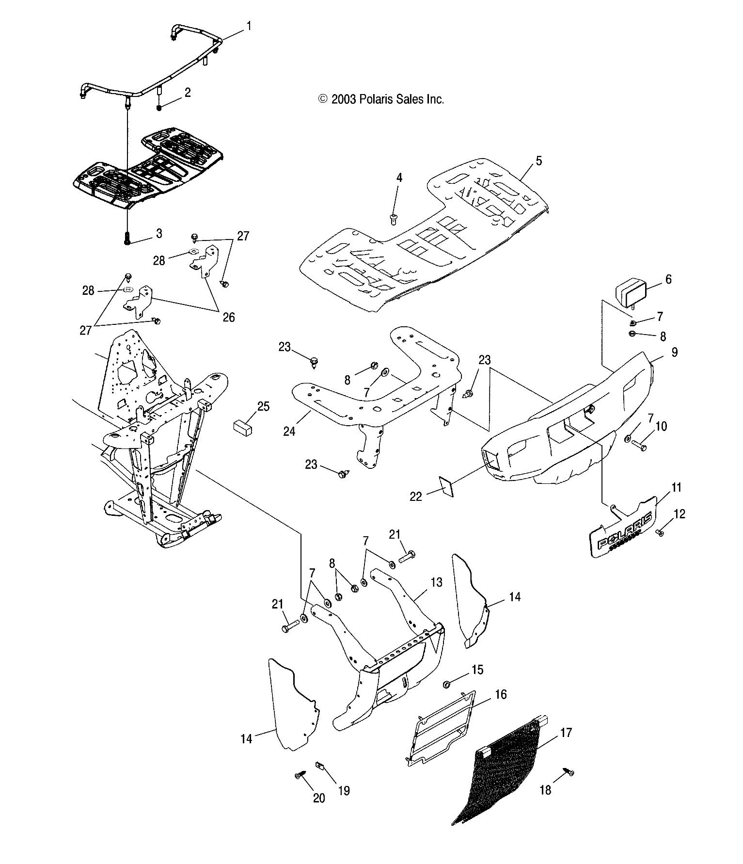 FRONT RACK AND BUMPER MOUNTING - A04CH50AO/AQ/AR/AS/AT/AV/AW/AX (4987288728A07)