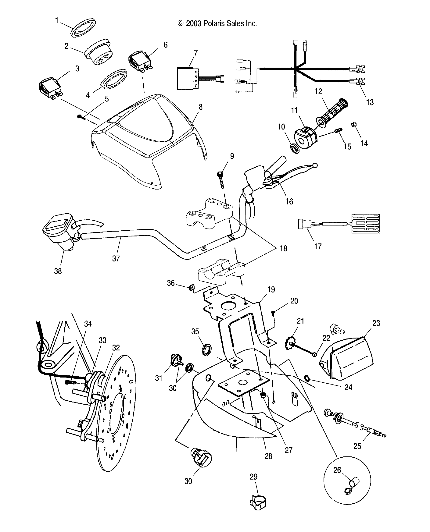 HANDLEBAR AND HEADLIGHT POD - A04CH50AO/AQ/AR/AS/AT/AV/AW/AX (4987288728C01)