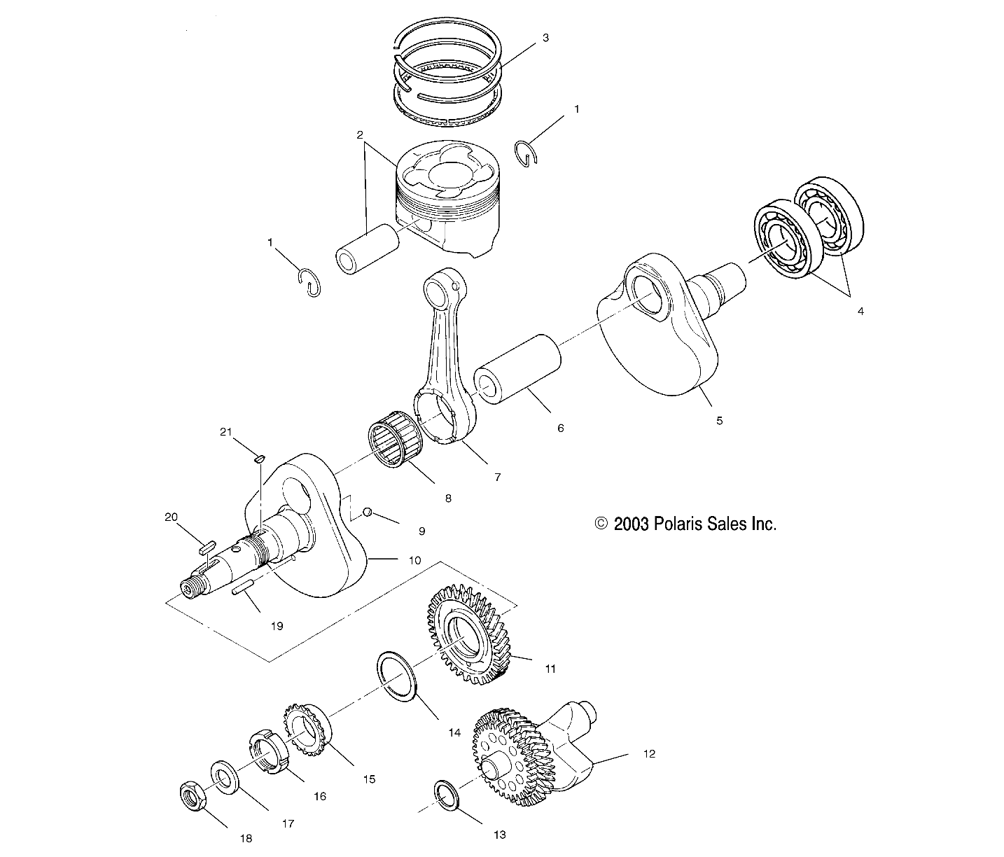 CRANKSHAFT AND PISTON - A04CH50AO/AQ/AR/AS/AT/AV/AW/AX (4987288728D07)