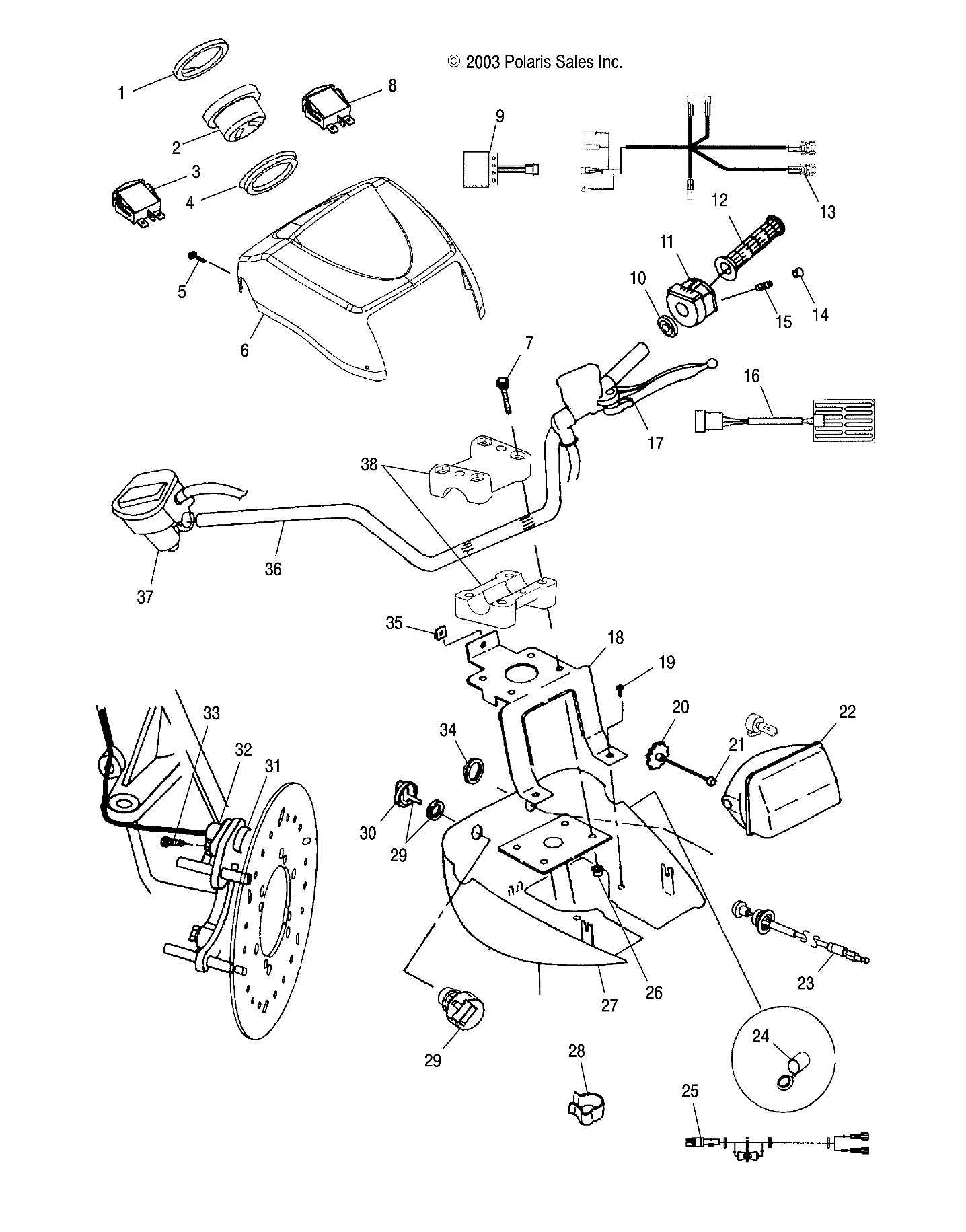 HANDLEBAR and HEADLIGHT POD - A04CH59AK/AL/AN/AQ/AW (4987318731B13)