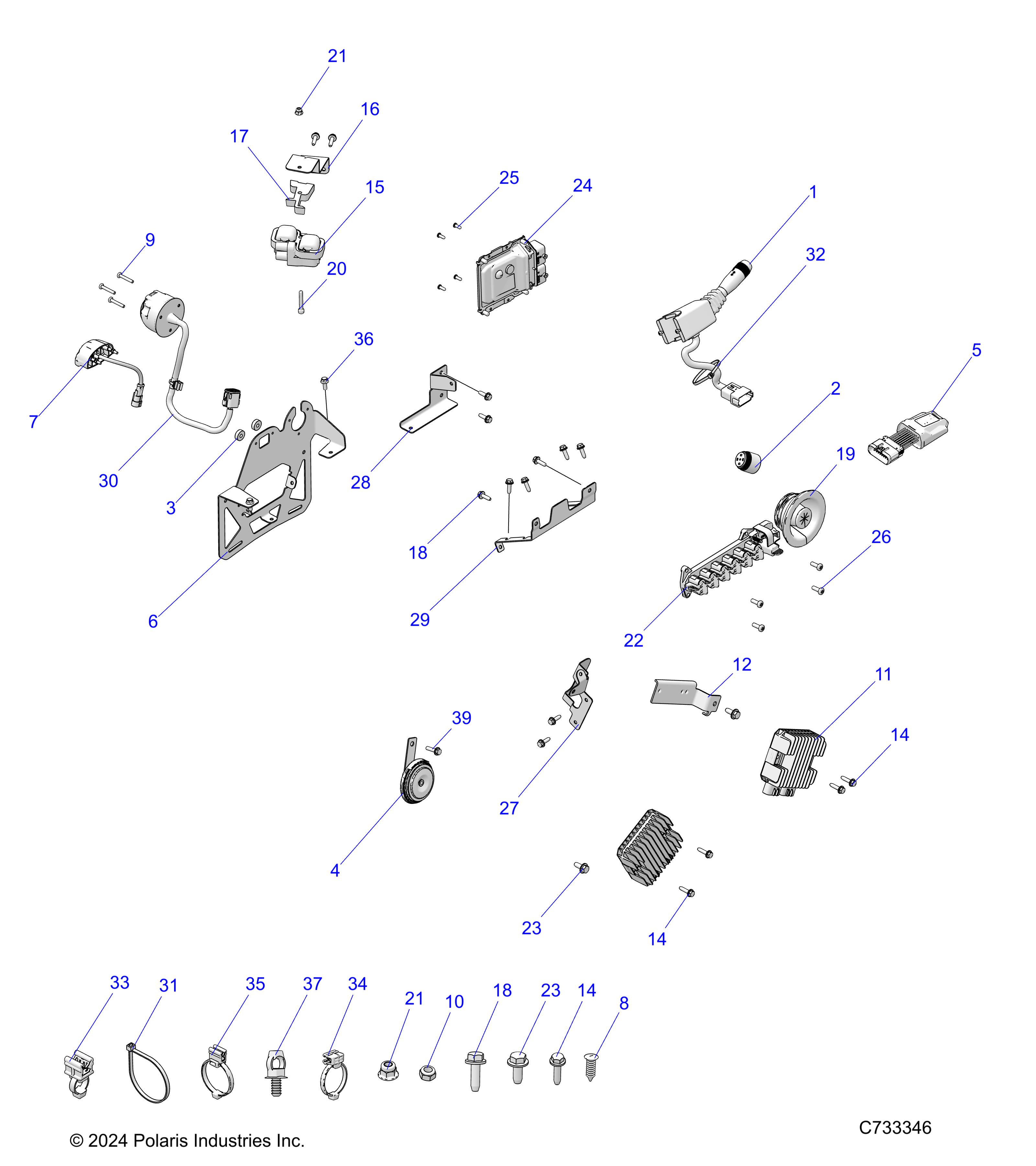 ELECTRICAL, WIRE HARNESS COMPONENTS, AND LICENSE PLATE - R25RRE99FP (C733346)