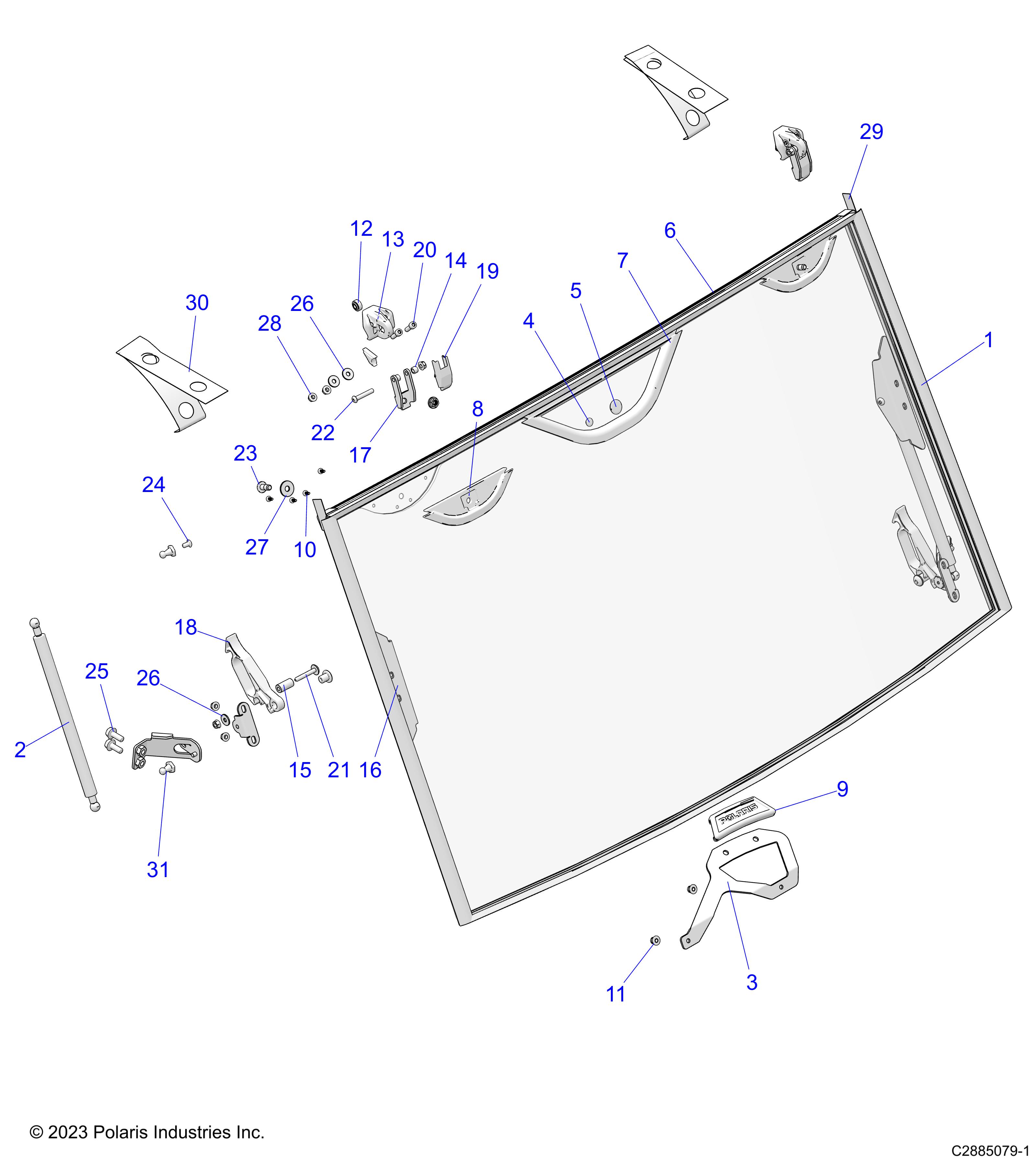 BODY, WINDSHIELD TIPOUT - D24M4U57B4/W57B4 (C2885079-1)