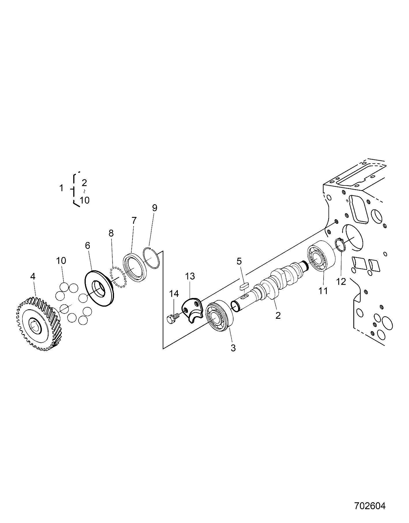 ENGINE, FUEL CAMSHAFT AND GOVERNOR SHAFT - D25P4ED4D4 (702604)