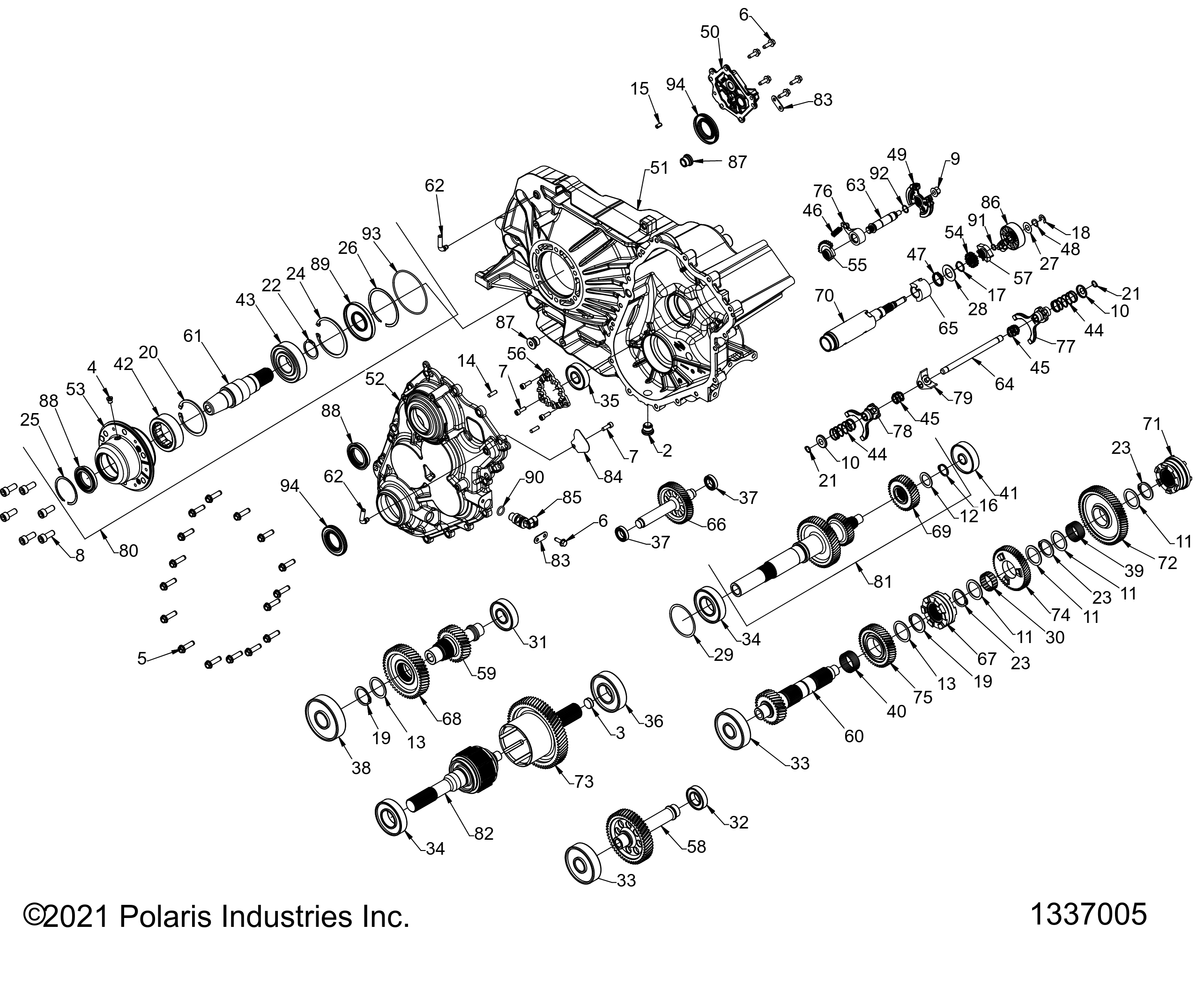 DRIVE TRAIN, GEARCASE, MAIN, INTERNALS - Z22RME2KAG/BG/K2KAN/BN (1337005)