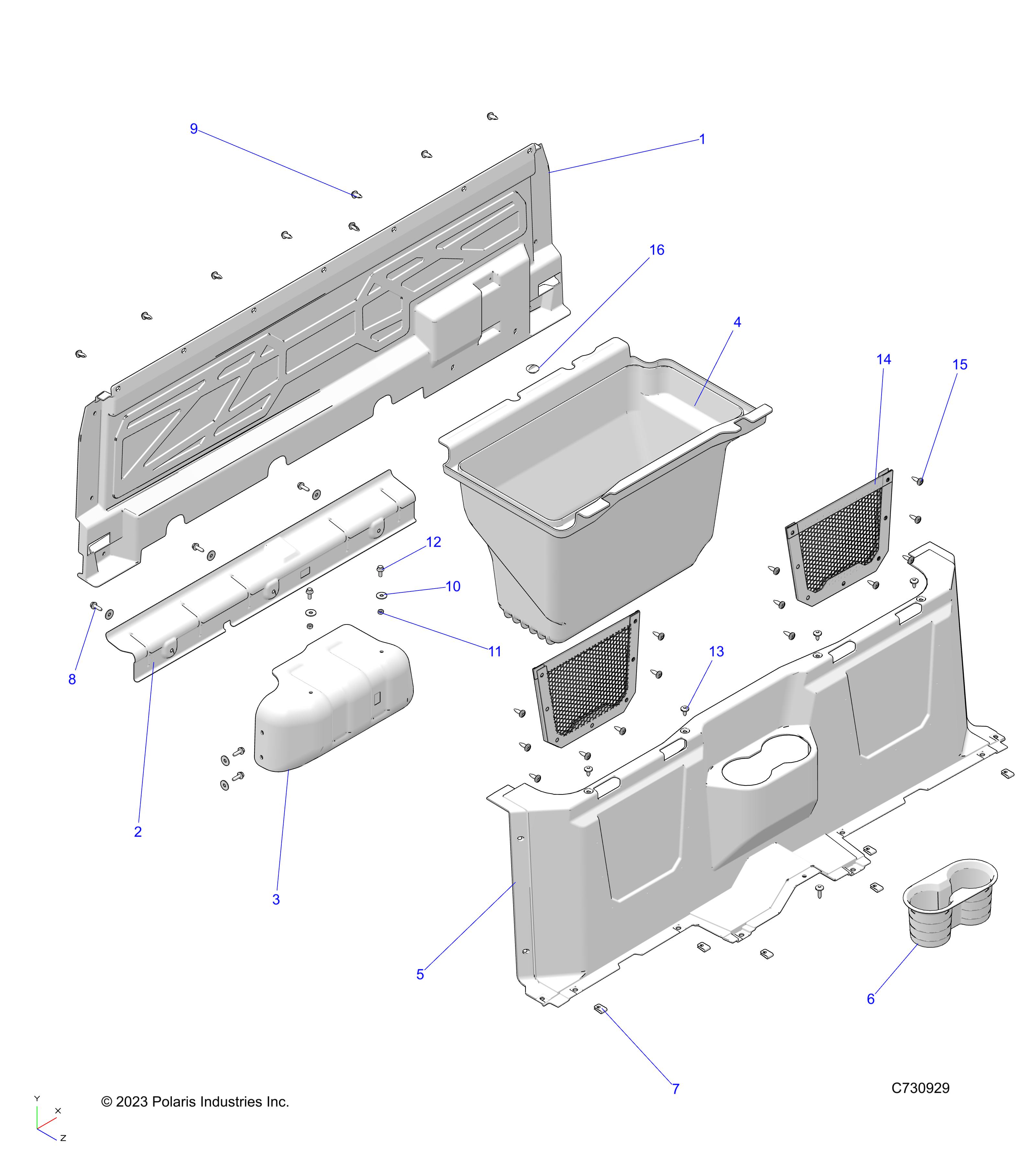 BODY, FLOOR CLOSEOFFS and BIN - R23MAU57B4/B9 (C730929)