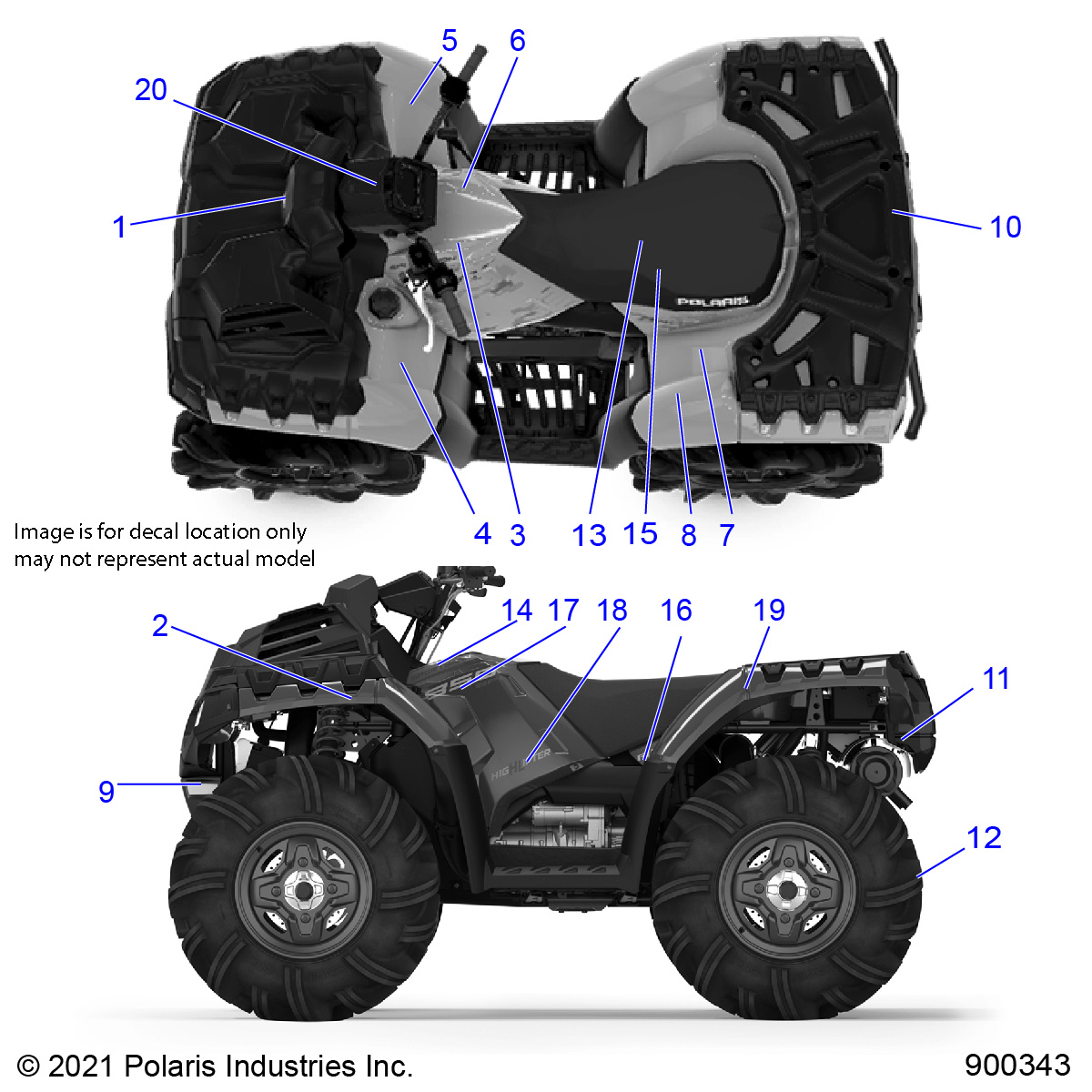 BODY, DECALS - A22SXM95AG (900343-01)