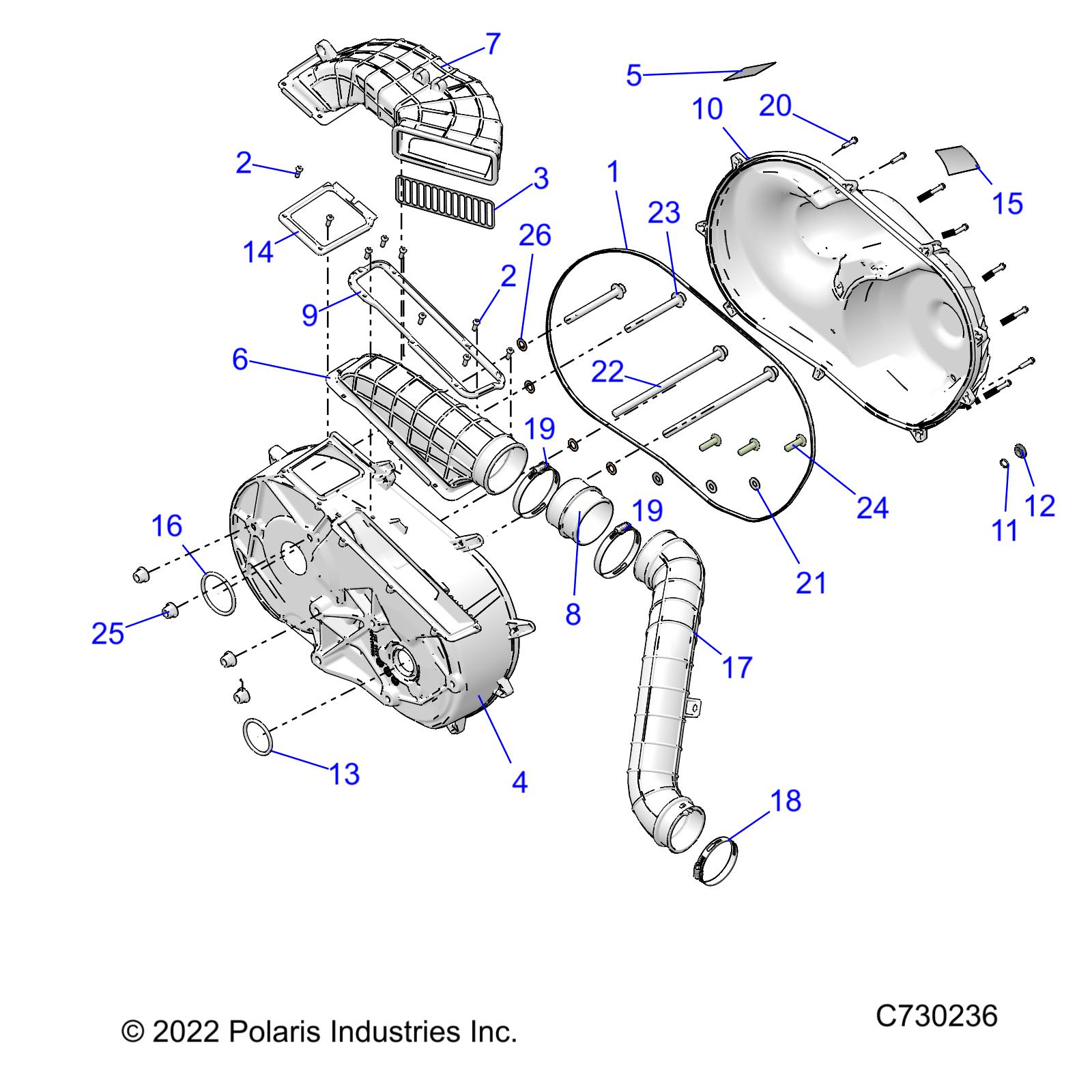 DRIVE TRAIN, CLUTCH COVER AND DUCTING - R22RRED4JA (C730236)