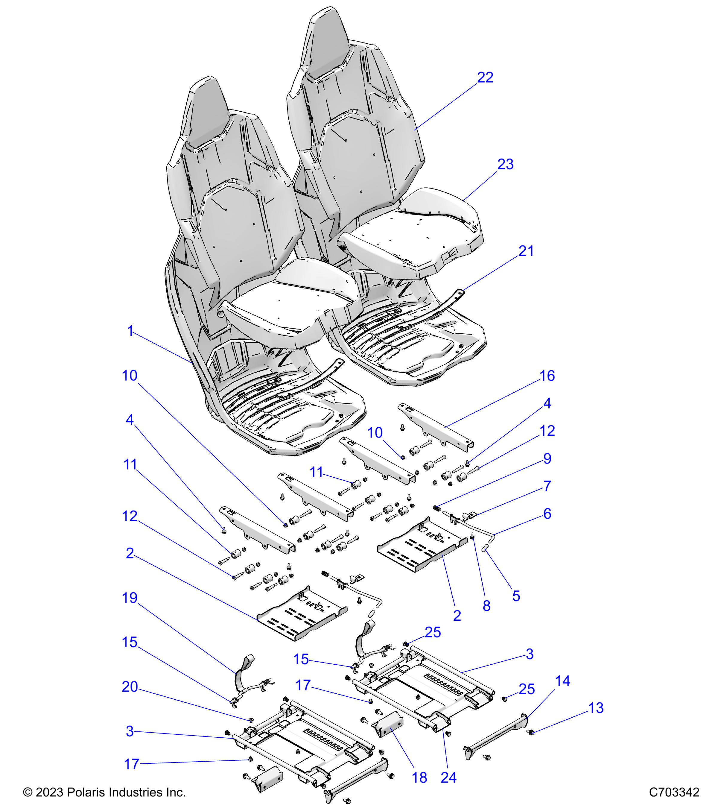 BODY, SEAT ASM. AND SLIDER, FRONT - Z24NMF99AR/AM/BR/BM (C703342)