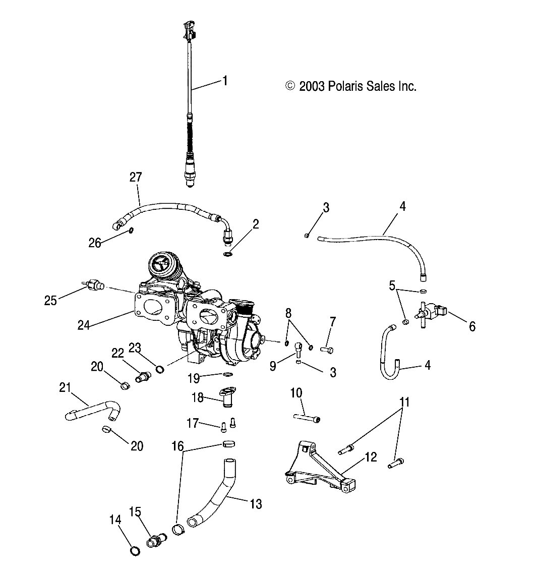 TURBOCHARGER and LINES - W045305CA/IA/CB/IB/IE/CC/IC/CD/ID/IF (4990579057C12)