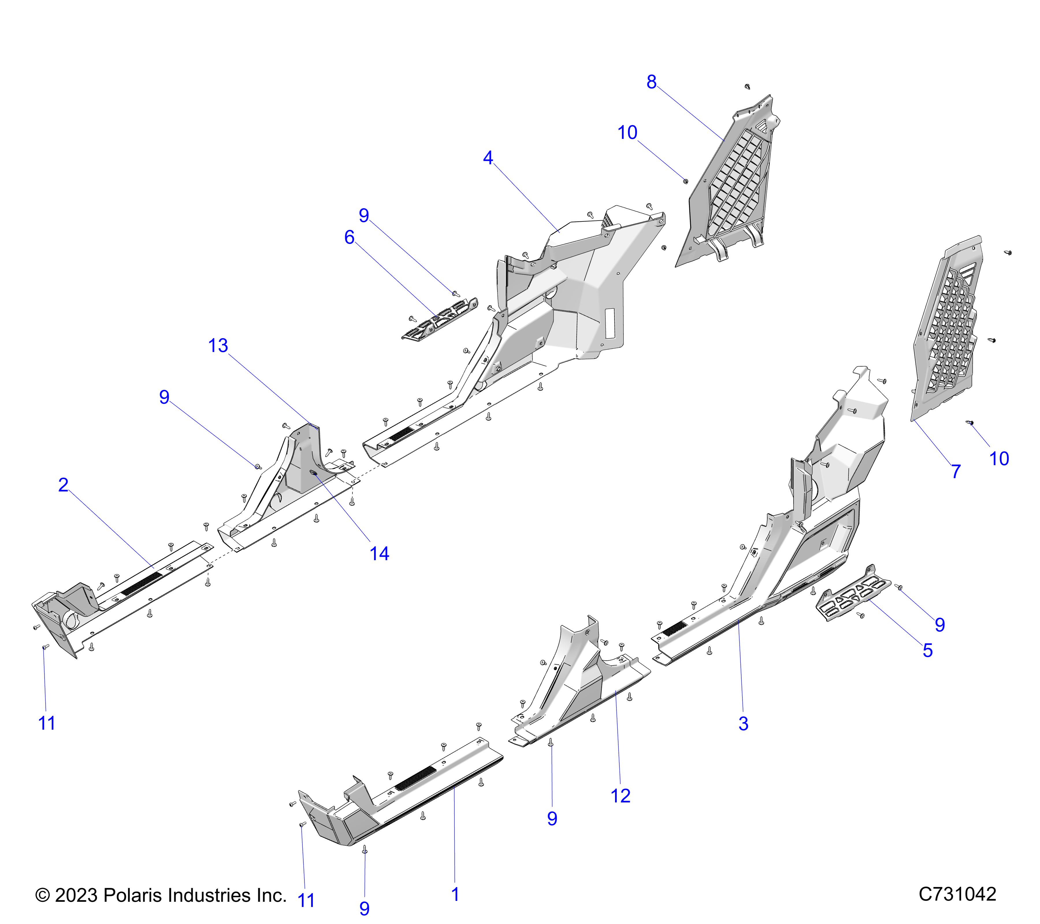 BODY, REAR FENDERS AND ROCKERS - R24X6E1RAH/BH (C731042)