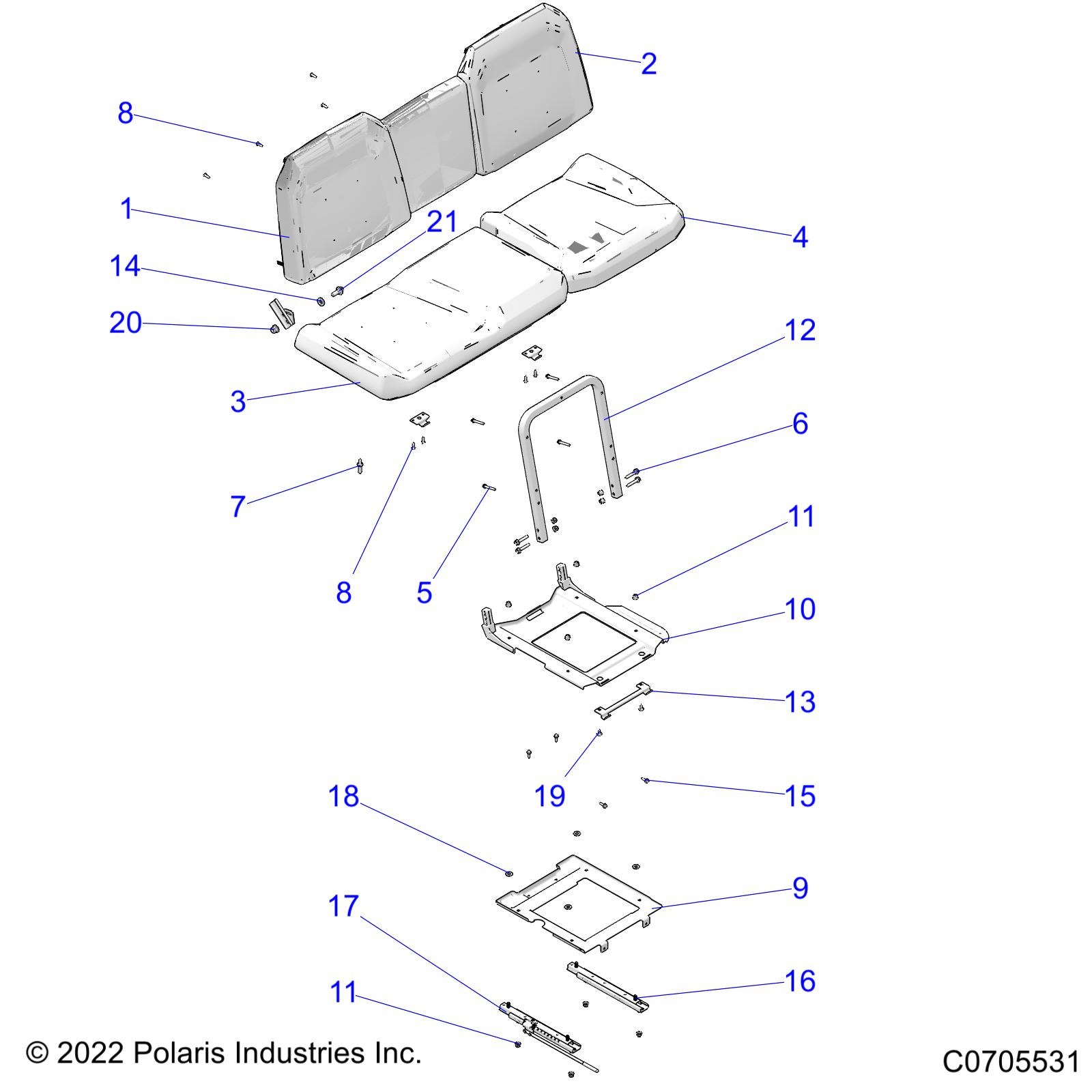 BODY, SEAT ASM. AND SLIDER - R22TAS99CA/CK (C0705531)