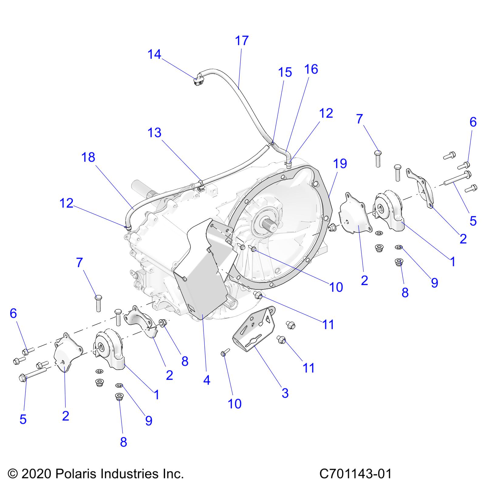 DRIVE TRAIN, GEARCASE, MAIN, MOUNTING -  Z23RGL2KAJ/BJ/KAK/BK (C701143-01)