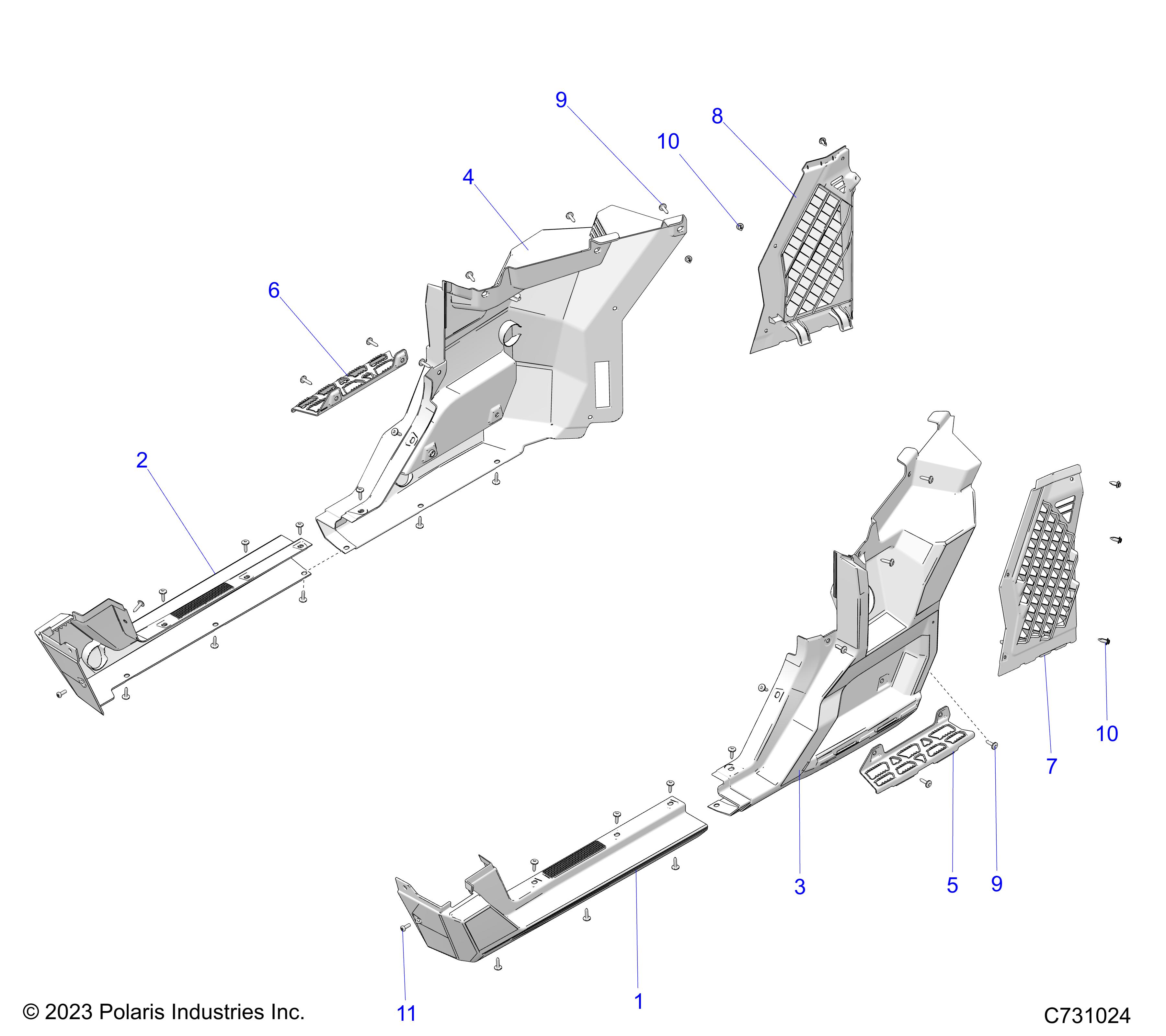 BODY, REAR FENDERS AND ROCKERS - R24XAE1RAH/BH (C731024)