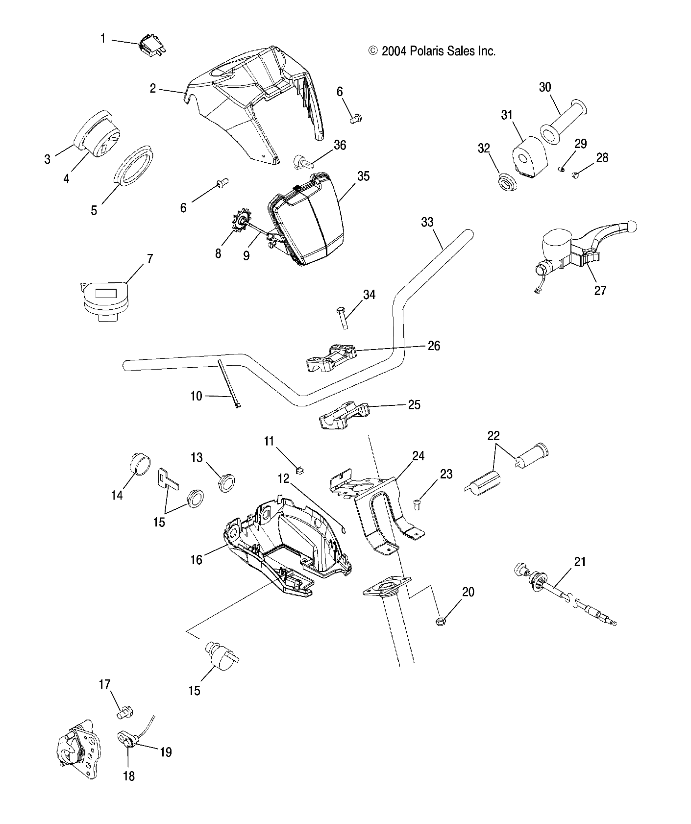 HANDLEBAR and HEADLIGHT POD - A05MH59AK/AN (4994139413C01)