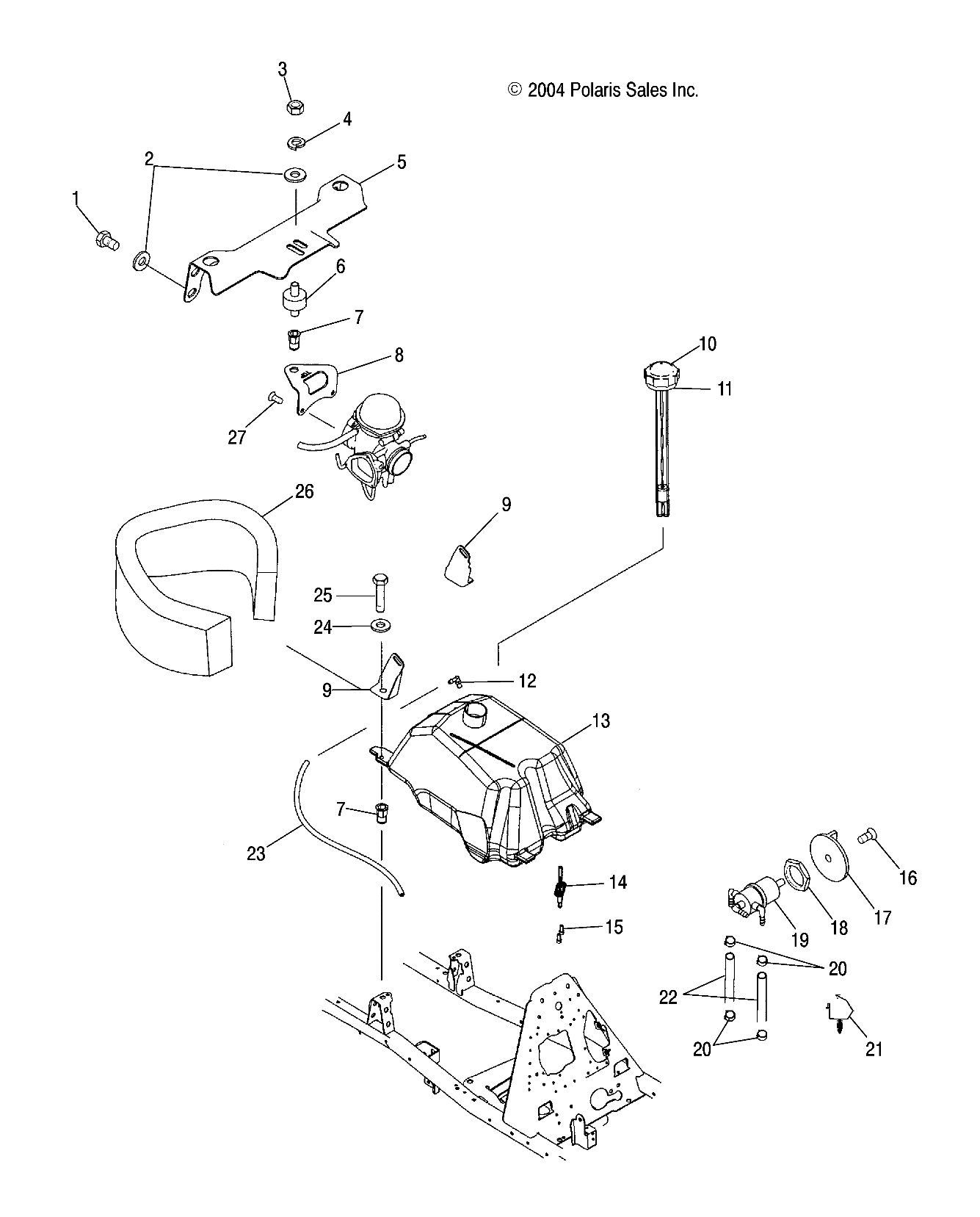 FUEL TANK and CARBURETOR MOUNTING - A05JD32AA (4995169516B03)