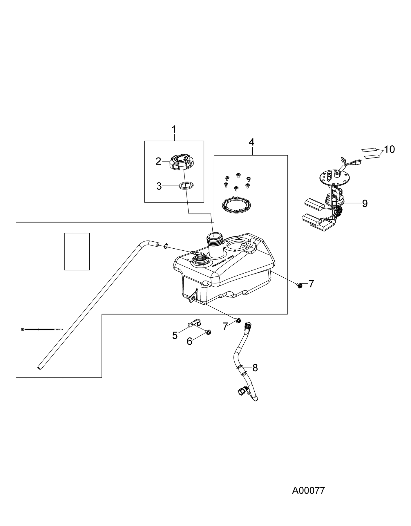 BODY, FUEL TANK and HOSES - A18YAF11N5 (A00077)