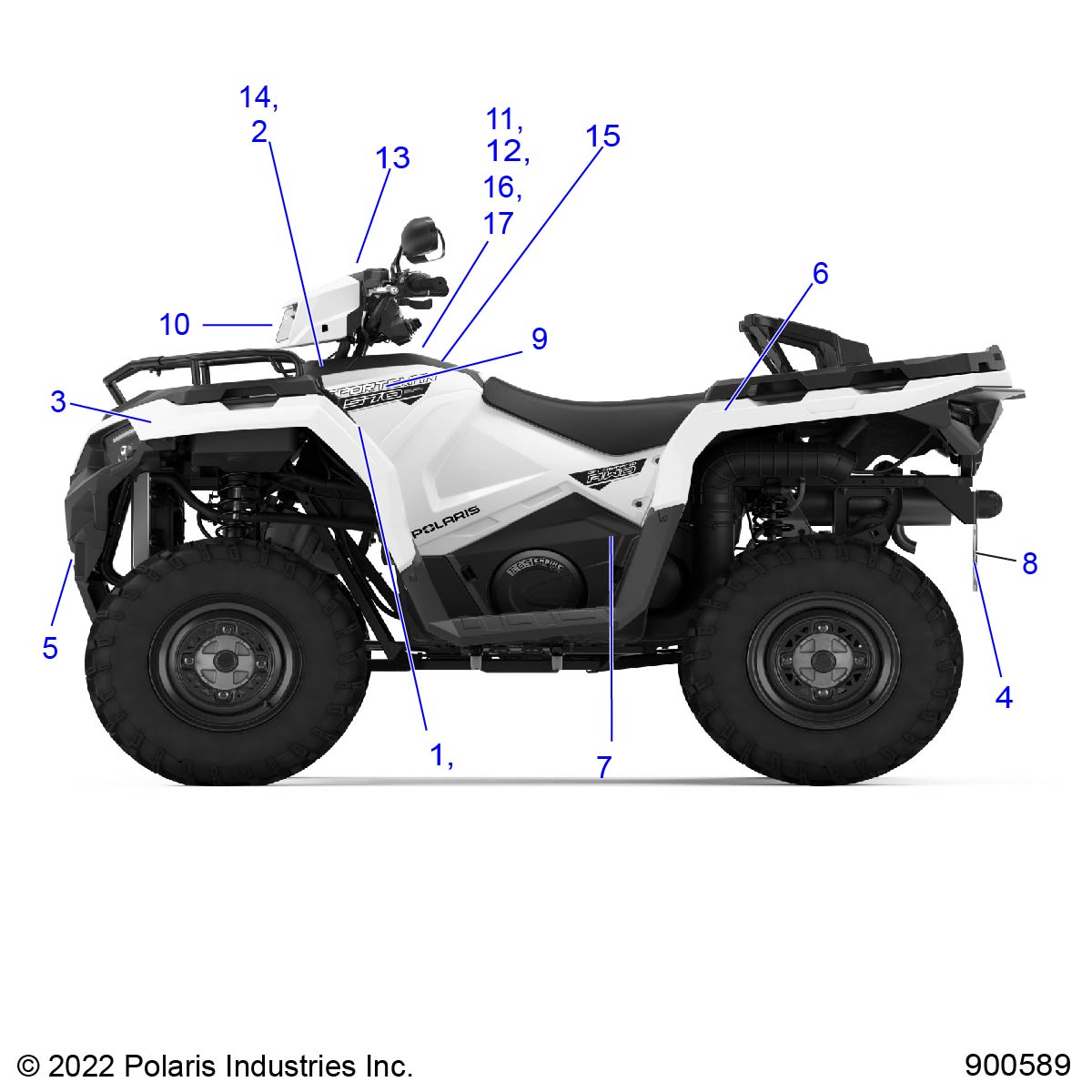 BODY, DECALS AND COMPONANTS, 3PC - A25SEE57PL (900589-01)