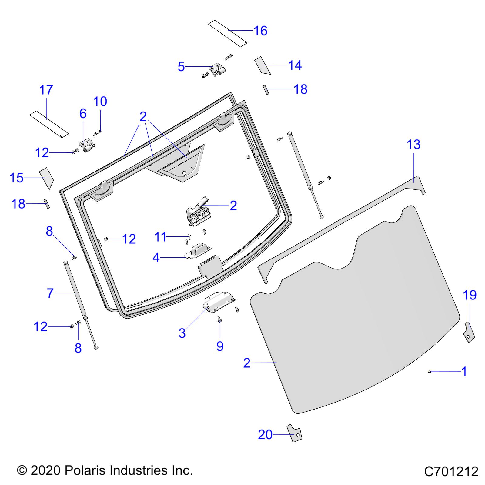 BODY, WINDSHIELD, TIP-OUT - R21RSY99A9/AC/AP/AW/B9/BC/BP/BW (C701212)