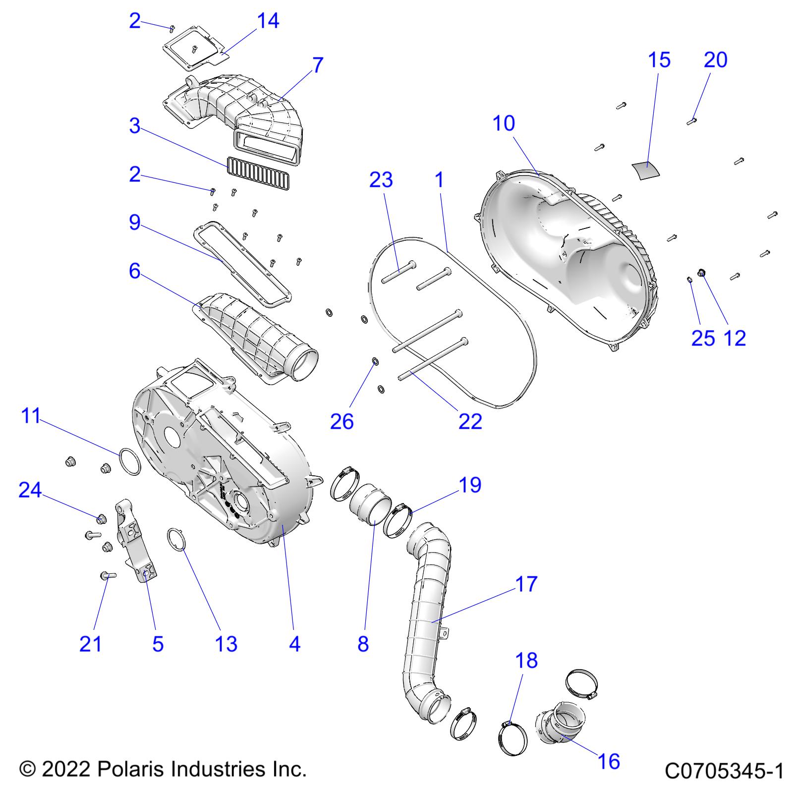 DRIVE TRAIN, CLUTCH COVER AND DUCTING - R22RRH99AG/BG (C0705345-1)