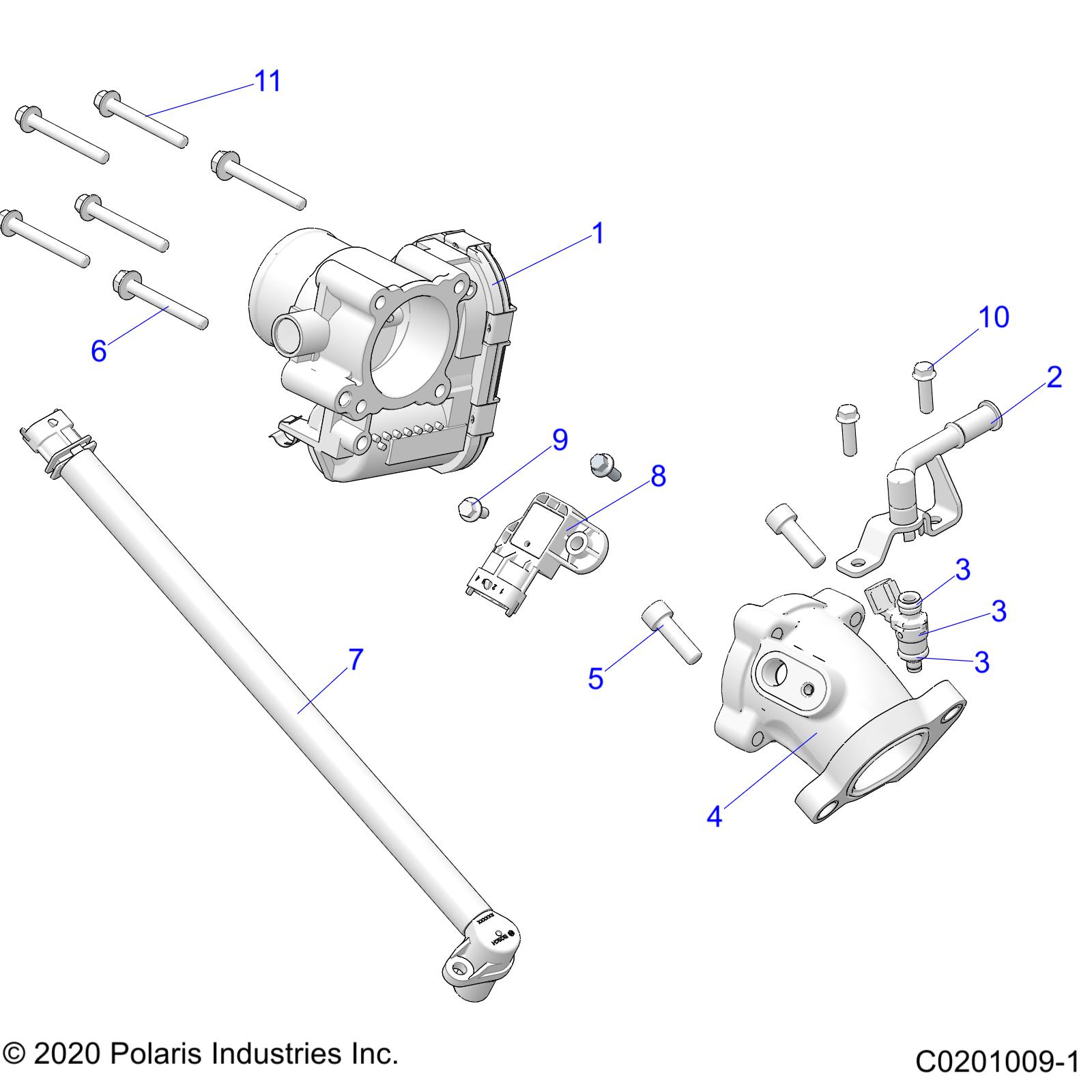 ENGINE, THROTTLE BODY and FUEL RAIL - A23SDE57P4 (C0201009-1)