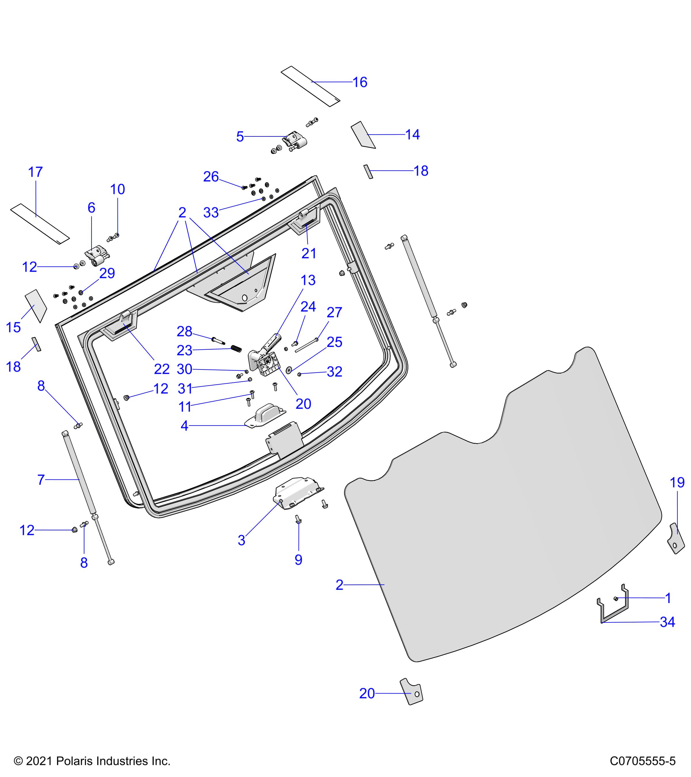 BODY, WINDSHIELD, TIP-OUT - R22RRY99A9/AC/AM/AS/B9/BC/BM/BS/1A9/AC/AM/AS/B9/BC/BM/BS (C0705555-5)