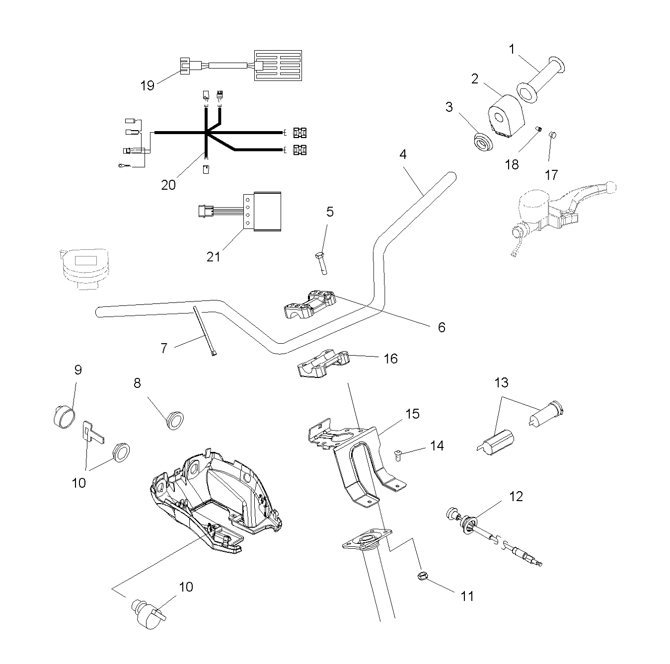 HANDLEBAR and CONTROLS - A06MH46 ALL OPTIONS (4999200059920005B13)