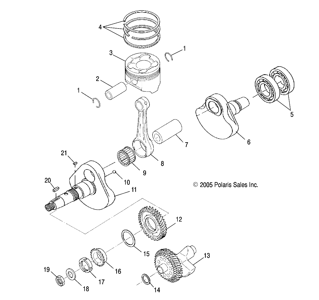 ENGINE, CRANKSHAFT and PISTON - A07TH50AL/AQ/AU/AZ/TN50AF/AS/AU (4999200139920013D06)